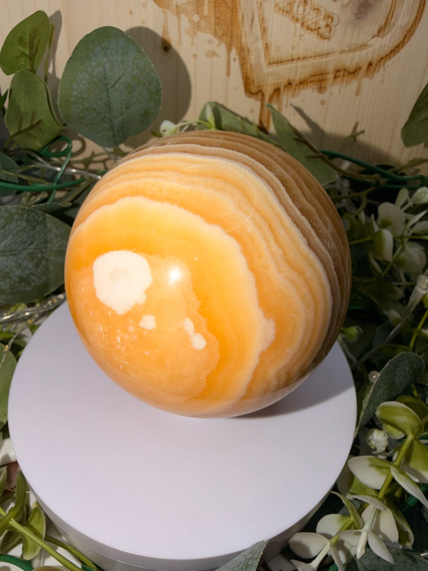 Orange Banded Calcite Sphere 1001g