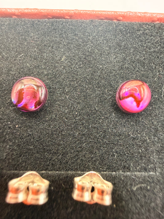 Natural Red Abalone Shell Stud (pad) Earrings – 925 Sterling Silver | Iridescent Shell Earrings | Forever SnS | 5mm Size