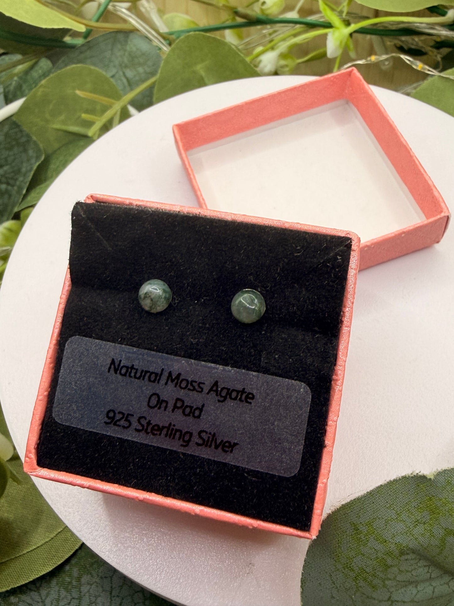 Natural Moss Agate Stud Earrings | 925 Sterling Silver Stud Earrings | 5mm | Genuine Moss Agate Gemstone Jewellery