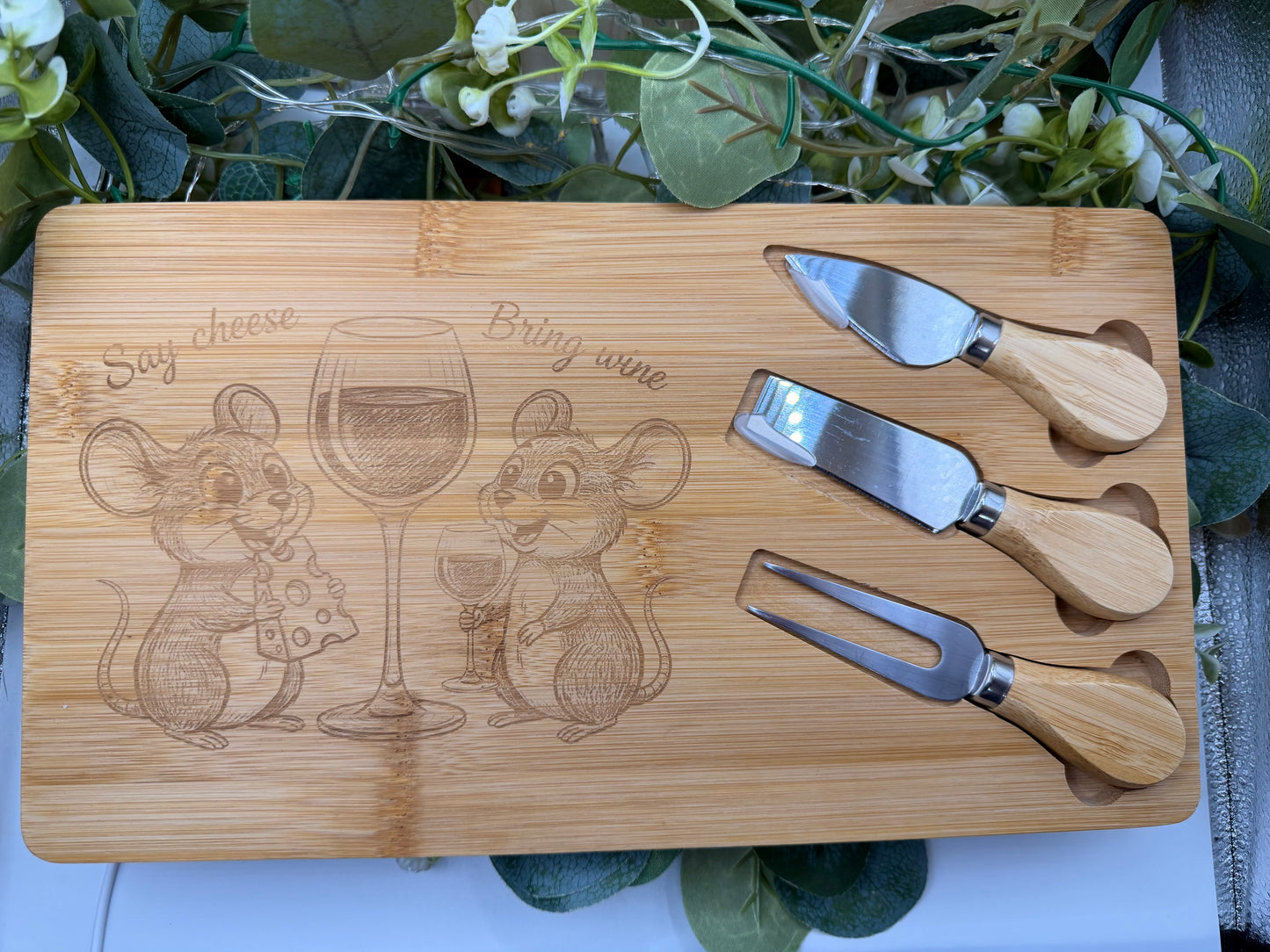 Funny Wine & Cheese Board – Say Cheese Bring Wine Wooden Serving Board Gift