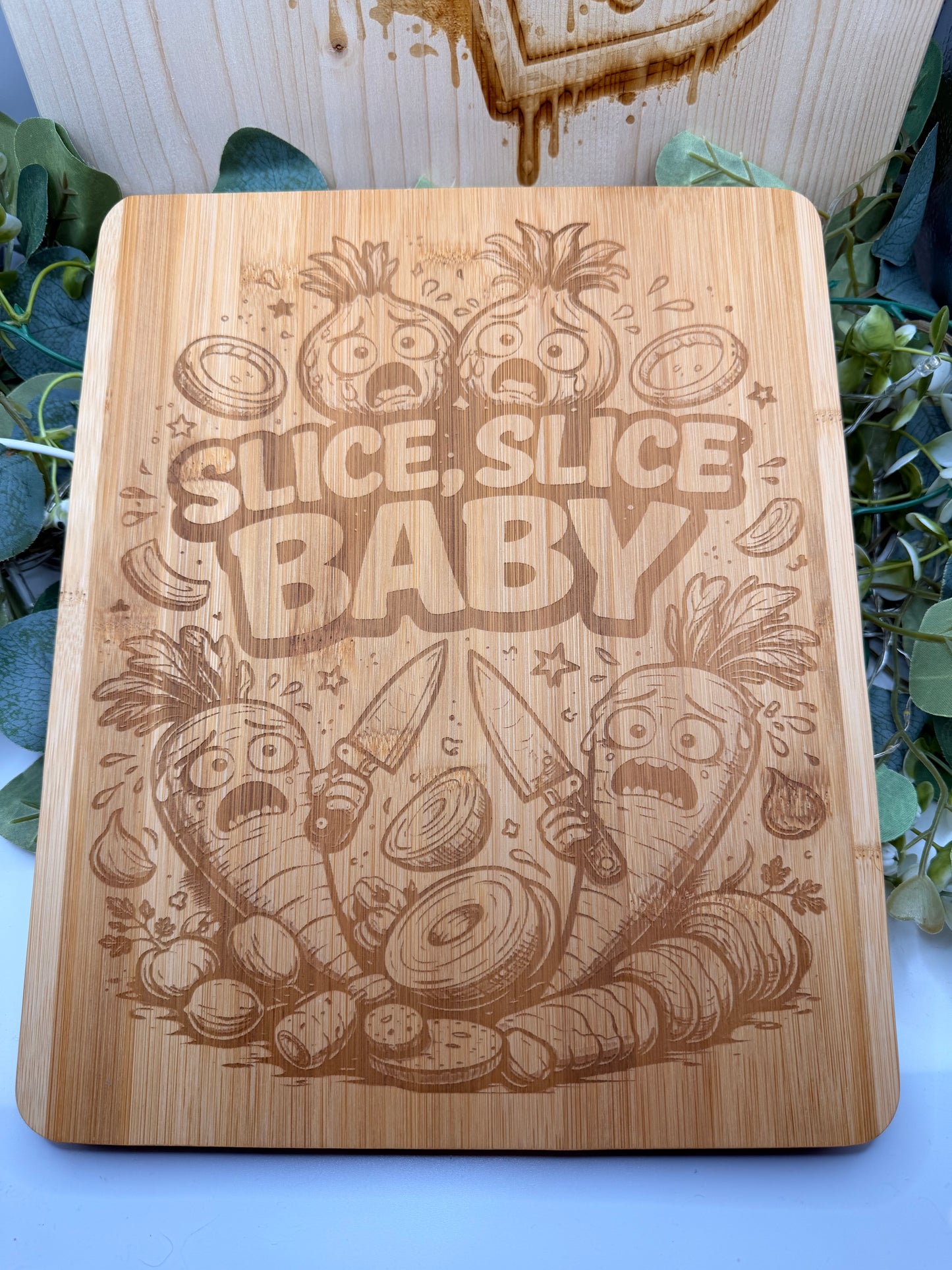 Slice Slice Baby Bamboo Chopping Board | Funny Laser Engraved Wooden Chopping Board | Novelty Kitchen Gift