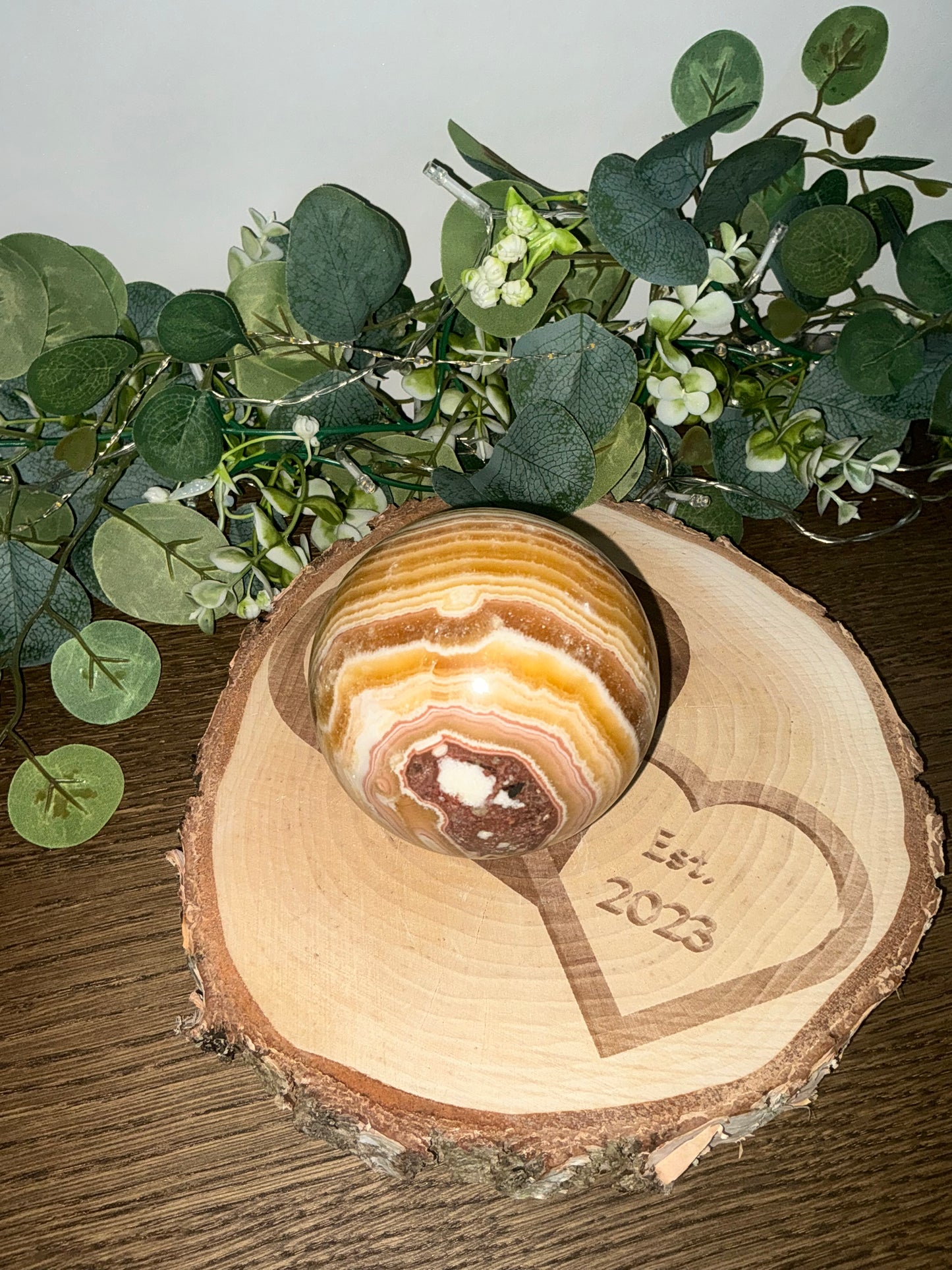 Orange Banded Calcite Sphere 1001g