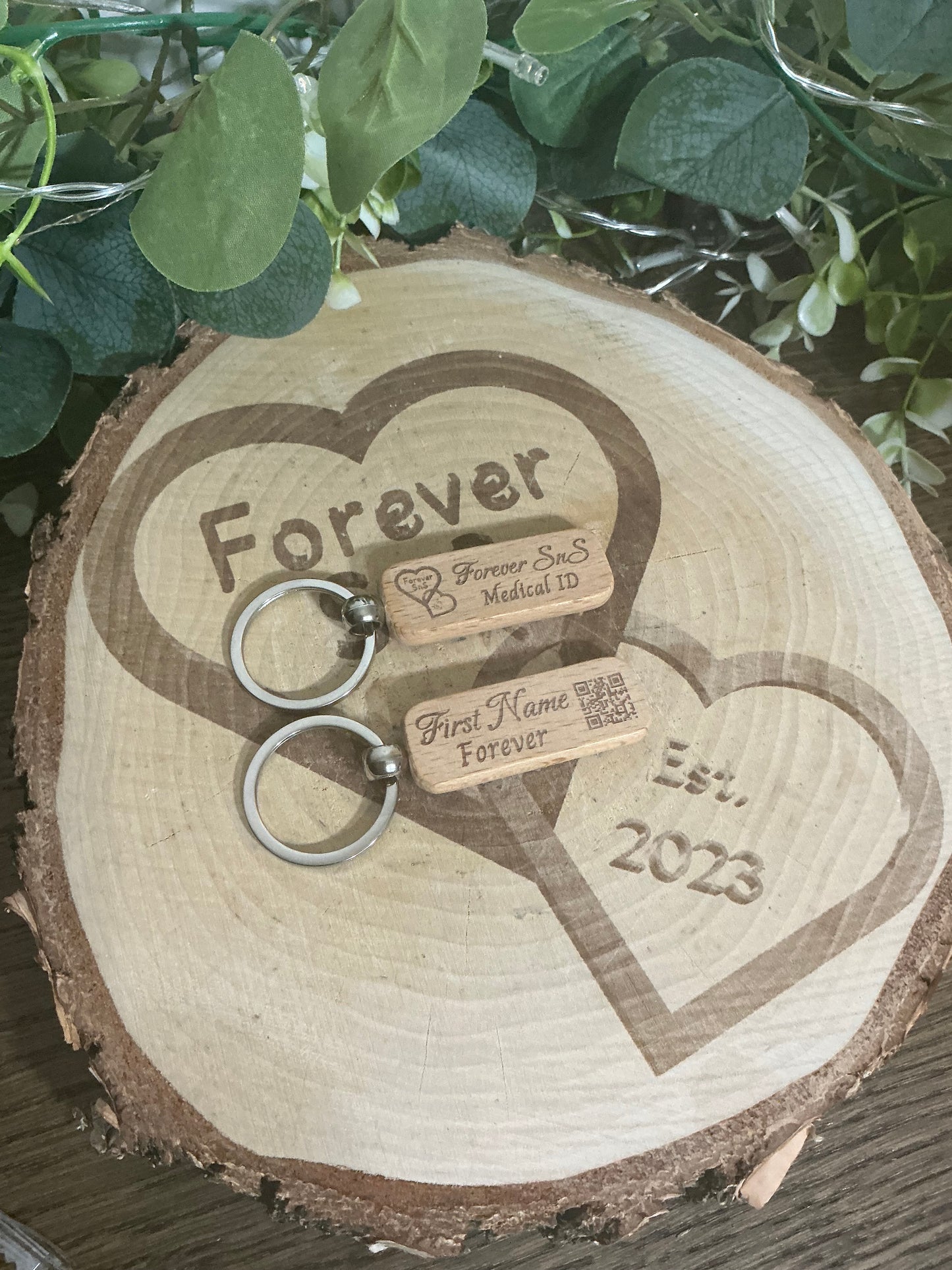 Wooden Medical ID Key Ring
