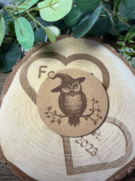 Cork Coaster Witchy Owl