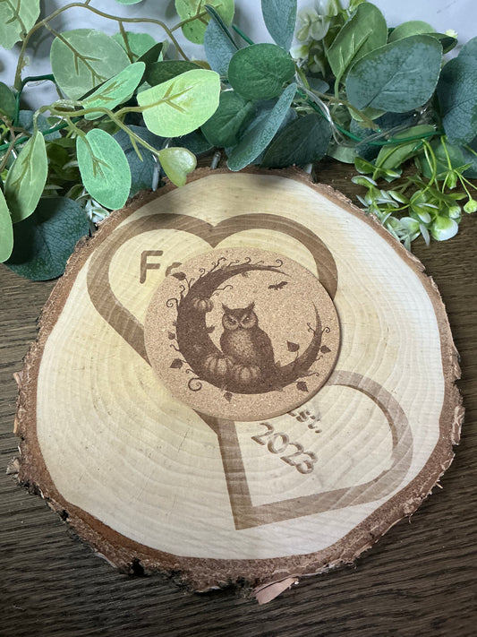 Cork Coaster Spooky Owl