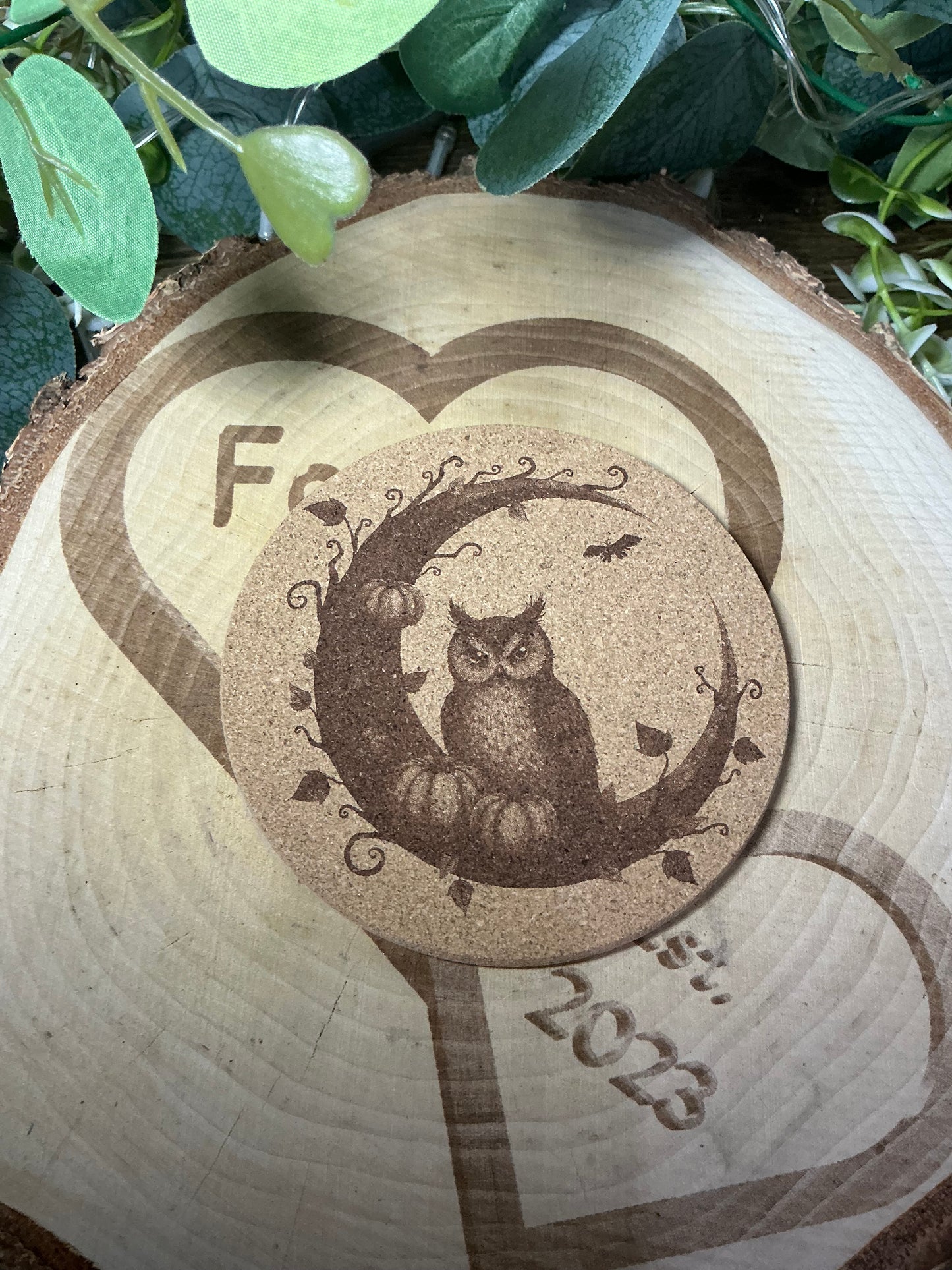 Cork Coaster Spooky Owl