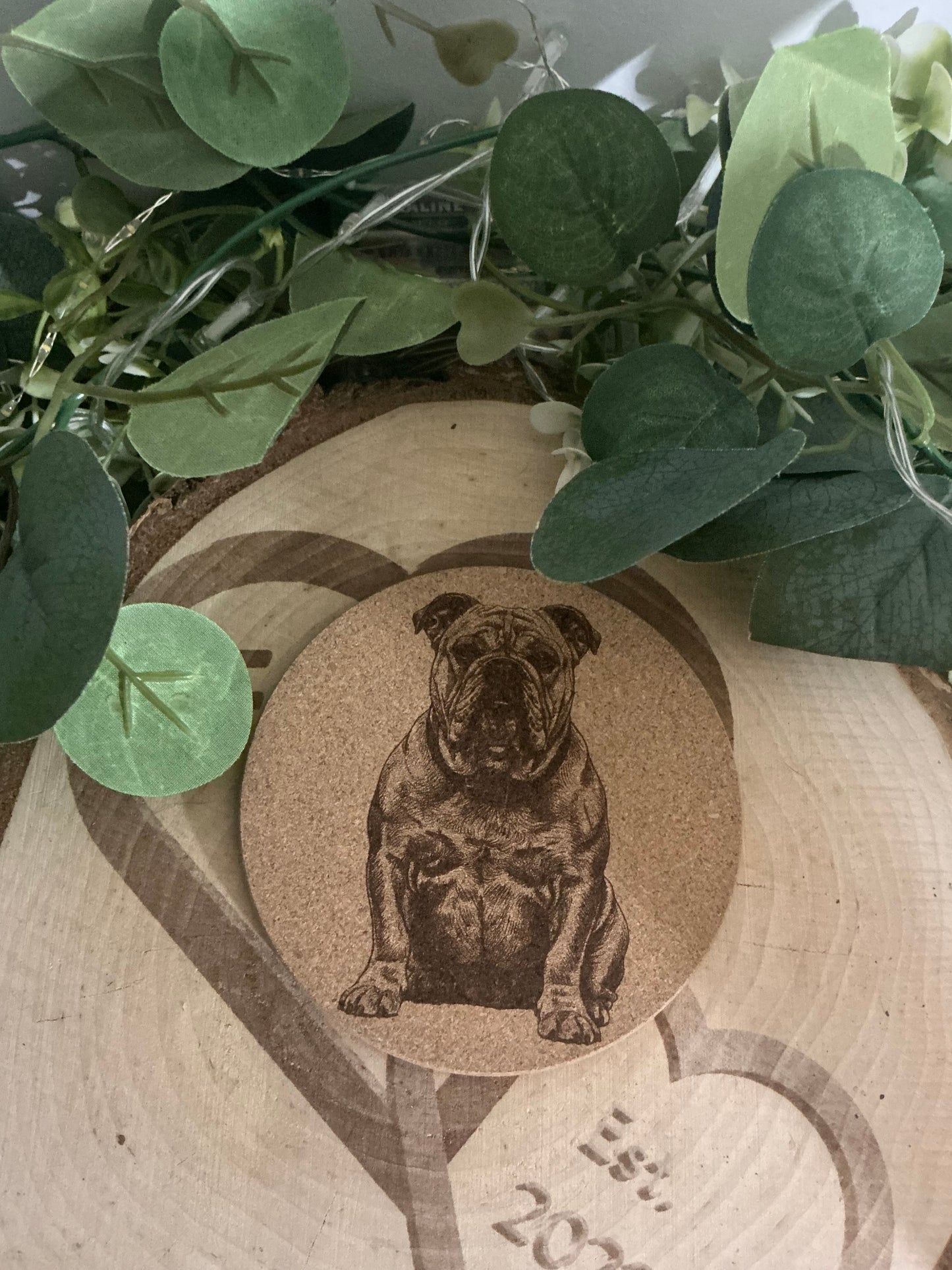 English Bulldog Cork Coaster – Dog Lover Drink Mat & Rustic Home Gift