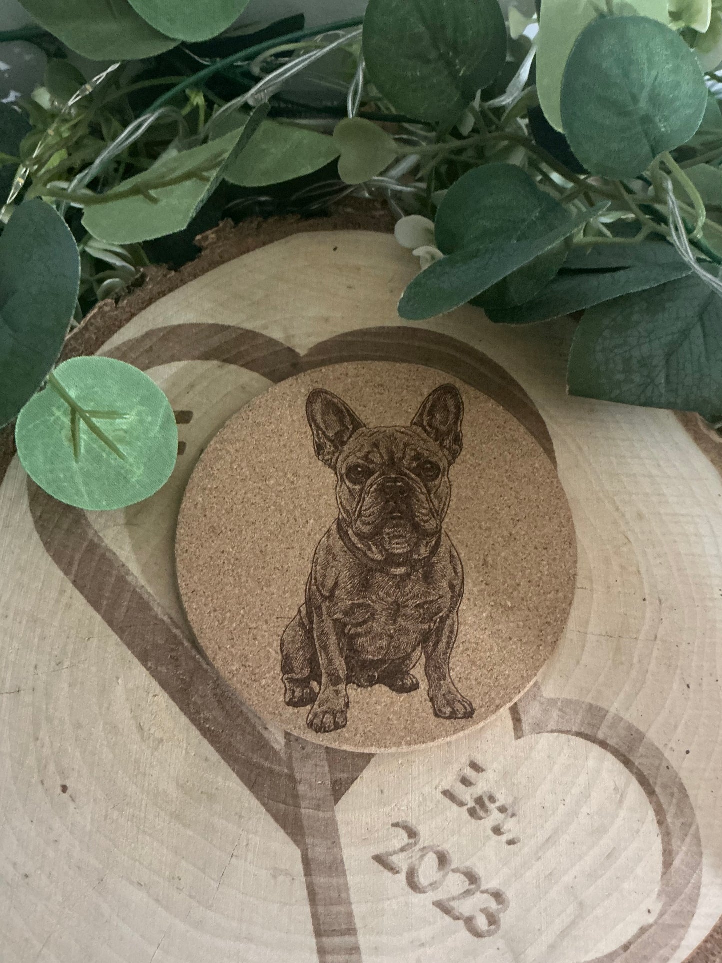 French Bulldog Cork Coaster – Dog Lover Drink Mat & Rustic Home Gift