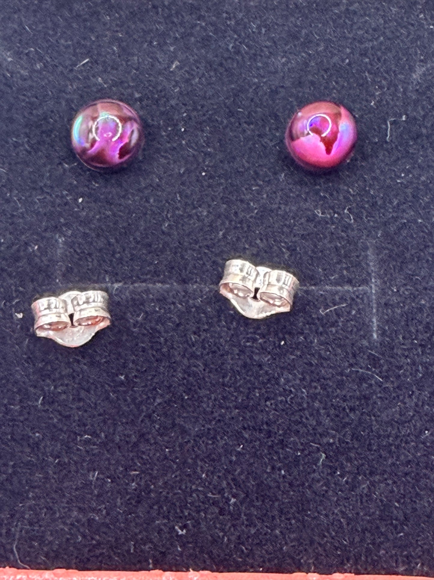 Natural Red Abalone Shell Stud (pad) Earrings – 925 Sterling Silver | Iridescent Shell Earrings | Forever SnS | 5mm Size