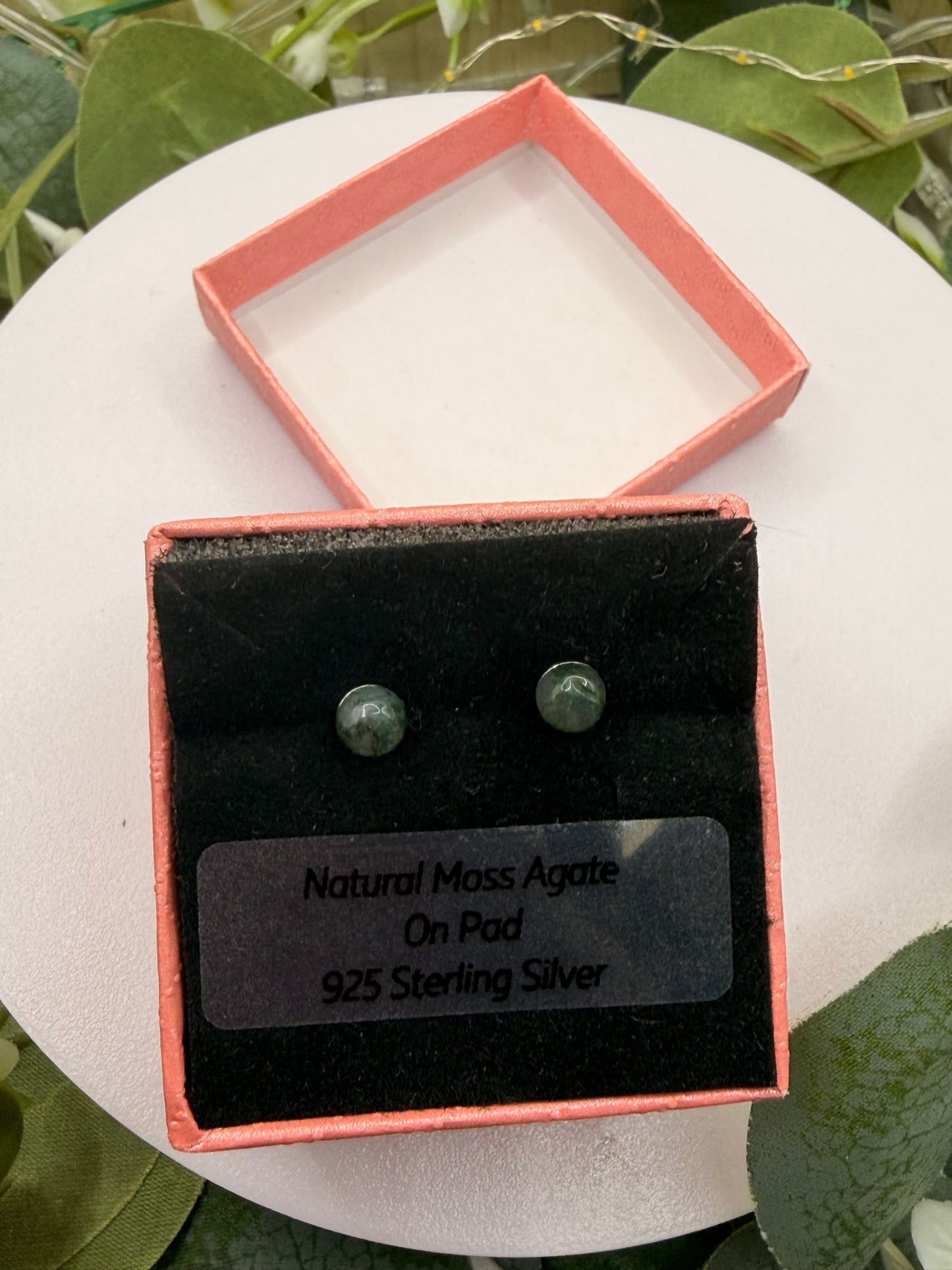 Natural Moss Agate Stud Earrings | 925 Sterling Silver Stud Earrings | 5mm | Genuine Moss Agate Gemstone Jewellery
