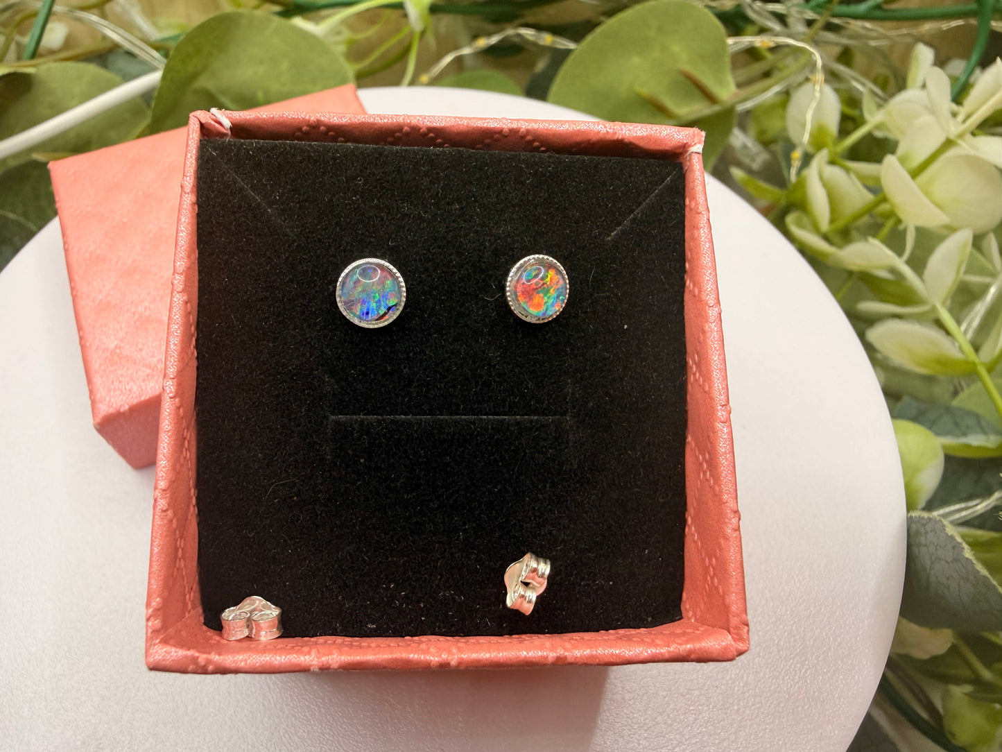 Natural AA Grade Australian Opal Stud Earrings | 925 Sterling Silver | Genuine Australian Opal Earrings | Forever SnS | 5mm Gemstone