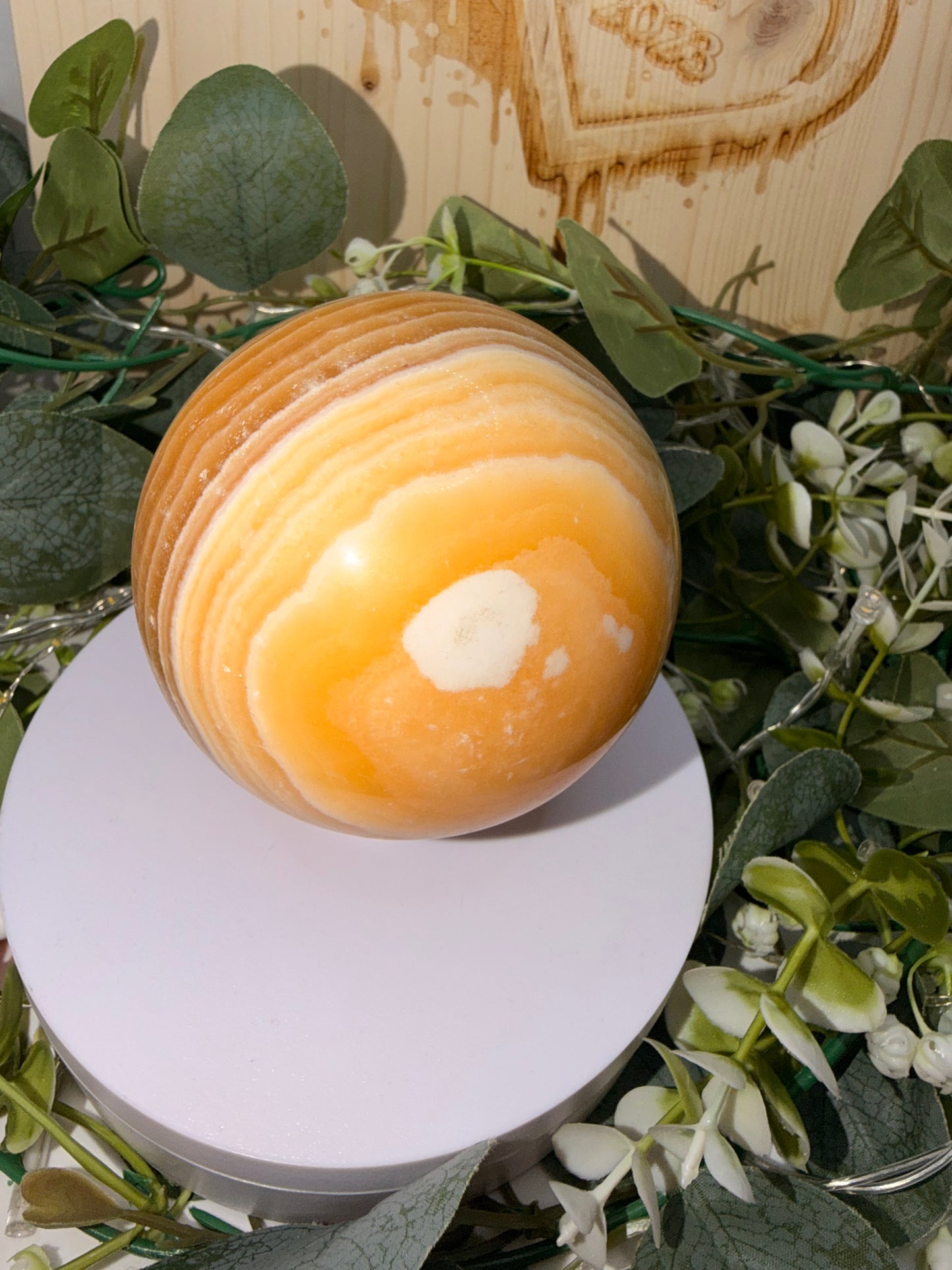 Orange Banded Calcite Sphere 1001g