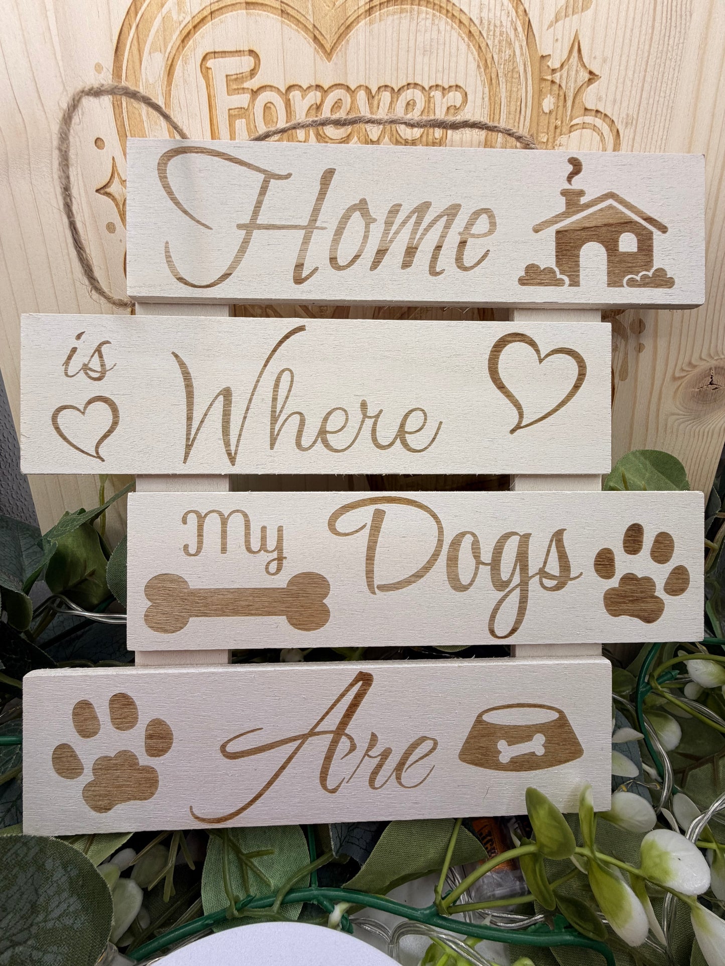Custom Laser Engraved Wooden Sign – Personalised Hanging Home Décor Plaque 4 slot