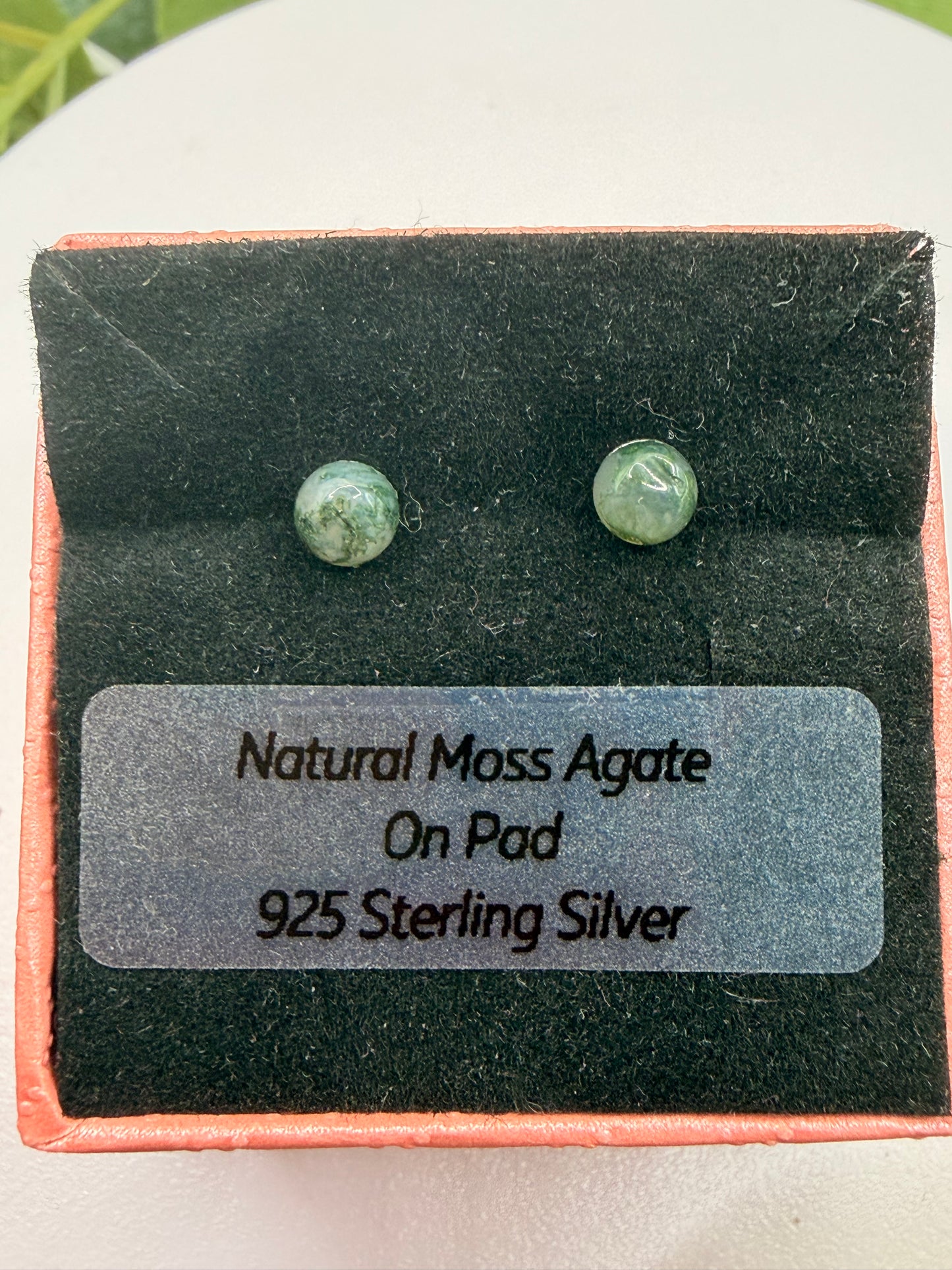 Natural Moss Agate Stud Earrings | 925 Sterling Silver Stud Earrings | 5mm | Genuine Moss Agate Gemstone Jewellery