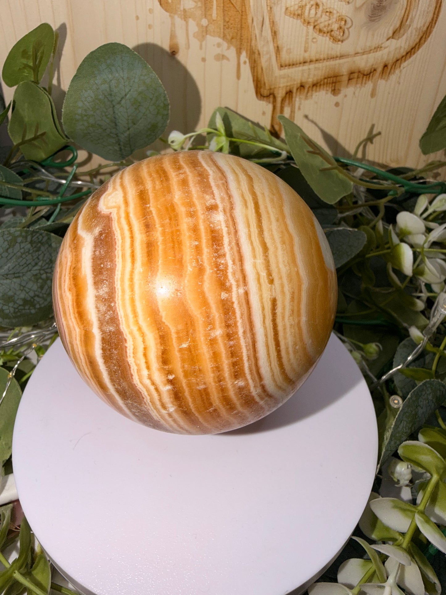 Orange Banded Calcite Sphere 1001g