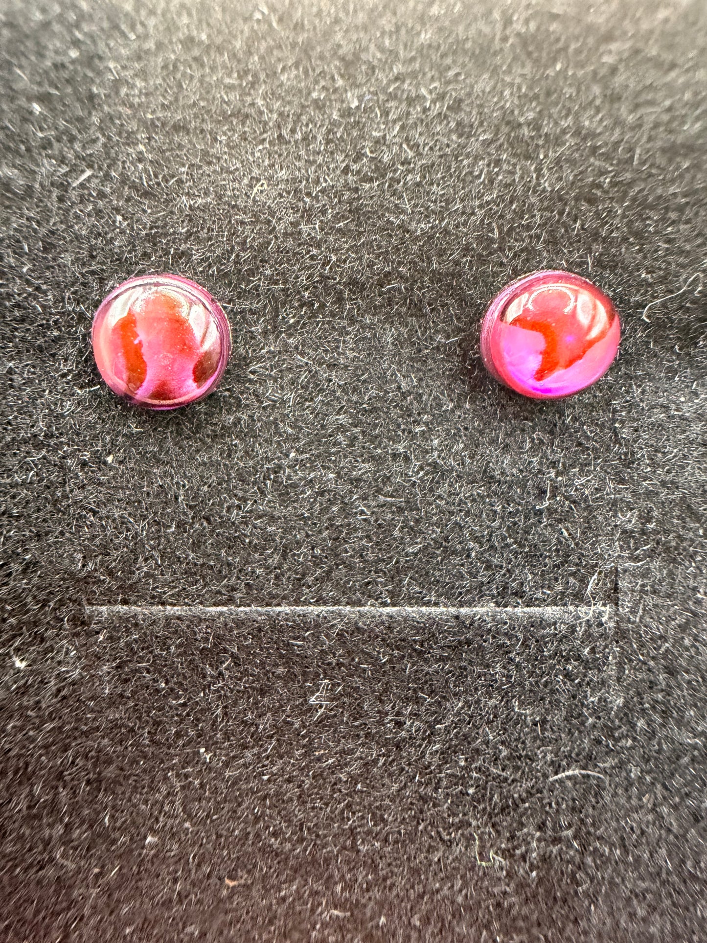 Natural Red Abalone Shell Stud (pad) Earrings – 925 Sterling Silver | Iridescent Shell Earrings | Forever SnS | 5mm Size