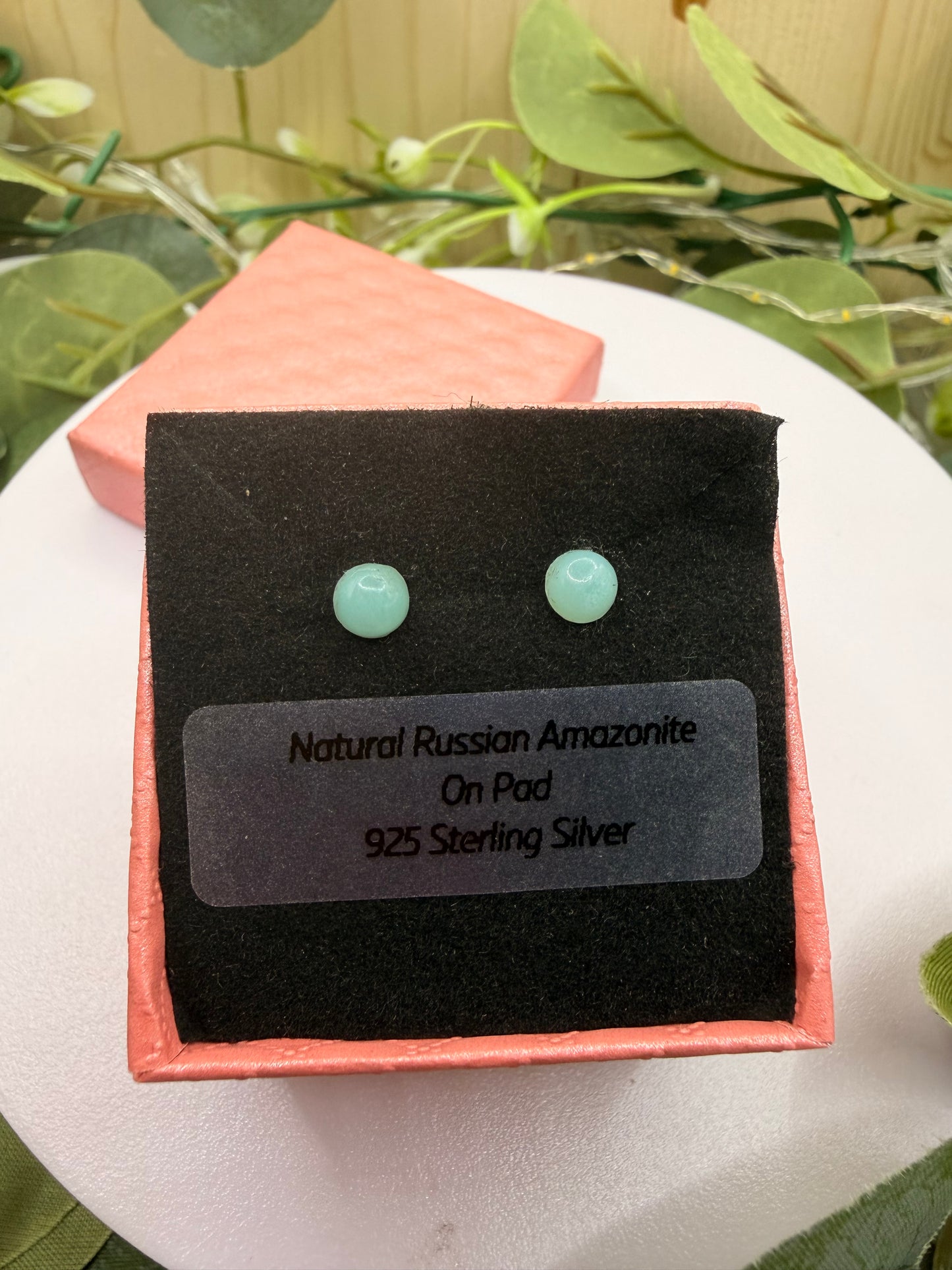 Natural Russian Amazonite Stud Earrings 5mm | 925 Sterling Silver Pad Earrings | Genuine Amazonite Gemstone Jewellery | Forever SnS