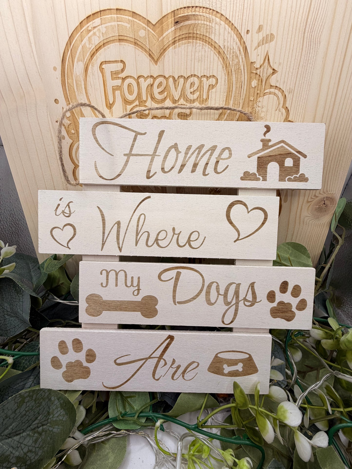 Custom Laser Engraved Wooden Sign – Personalised Hanging Home Décor Plaque 4 slot