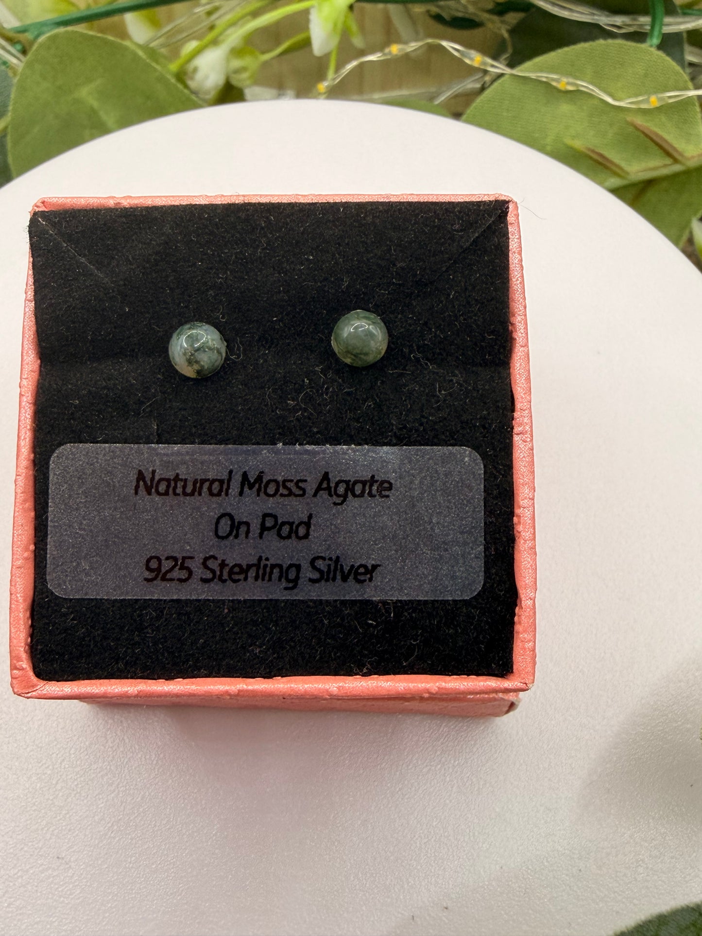 Natural Moss Agate Stud Earrings | 925 Sterling Silver Stud Earrings | 5mm | Genuine Moss Agate Gemstone Jewellery