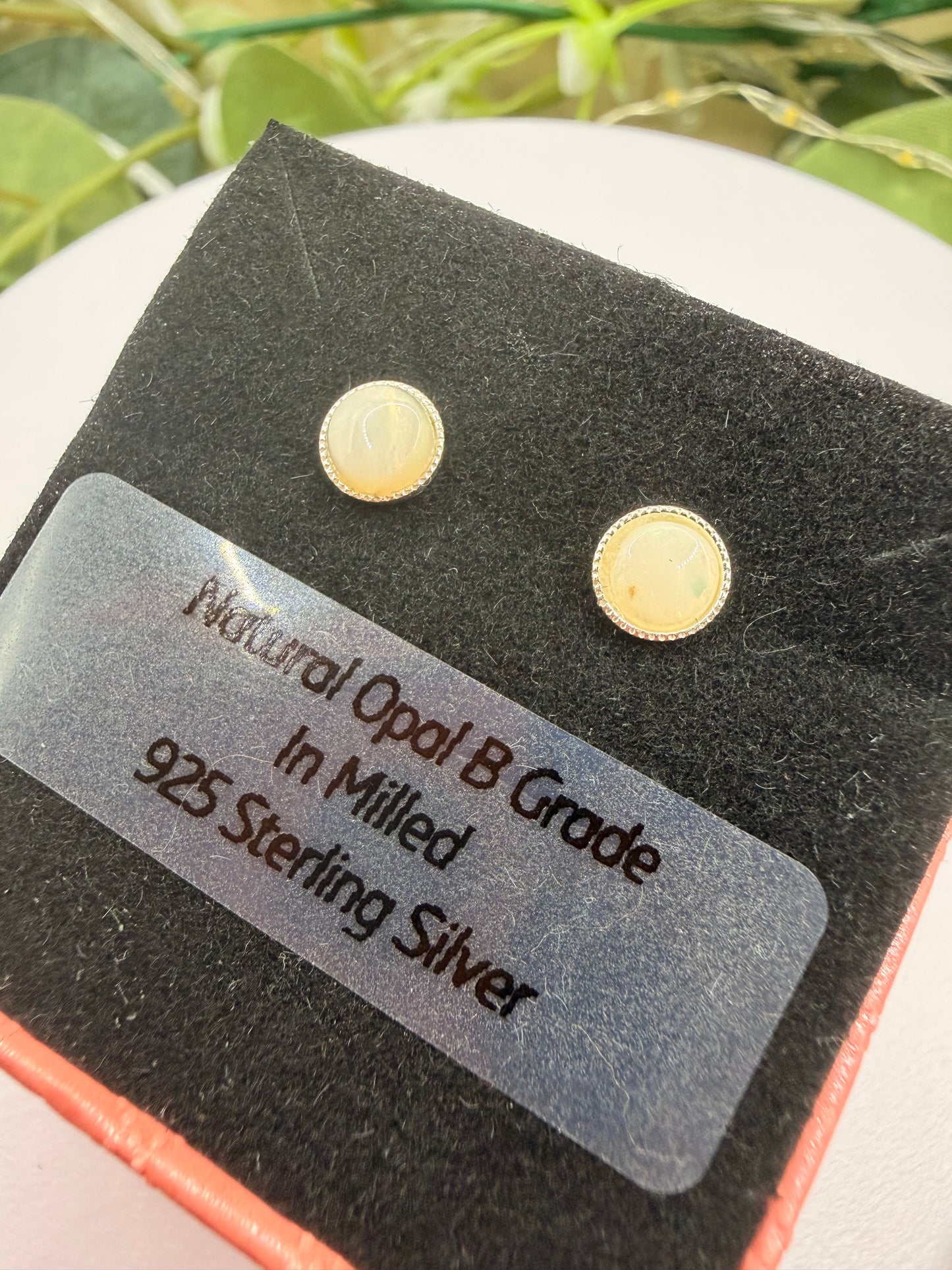 Natural B Grade Opal Stud Earrings 5mm | 925 Sterling Silver Milled Stud Earrings | Genuine Opal Jewellery | Forever SnS