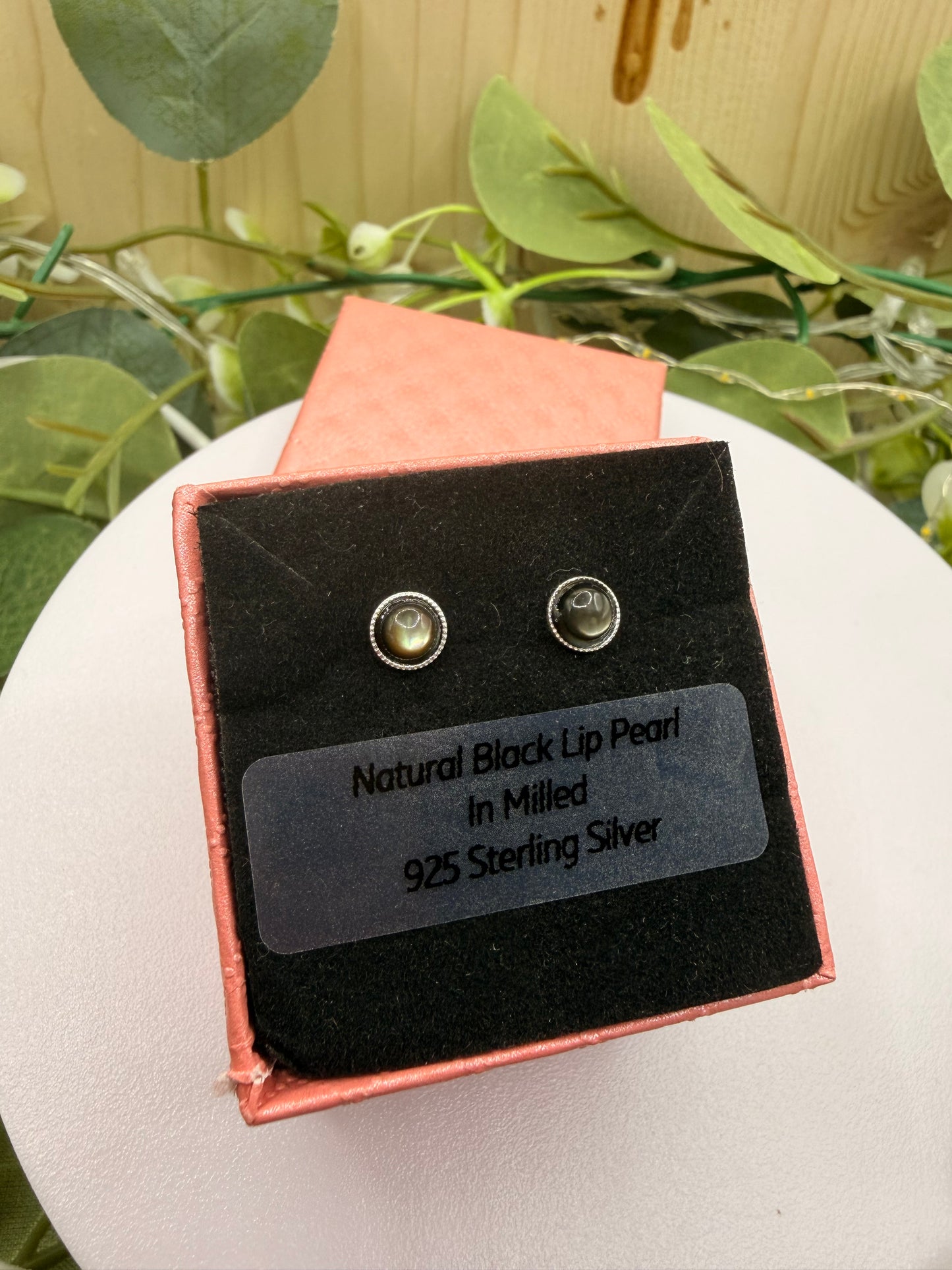 Natural Black Lip Pearl Stud Earrings 5mm | 925 Sterling Silver Milled Stud Earrings | Genuine Pearl Jewellery | Forever SnS
