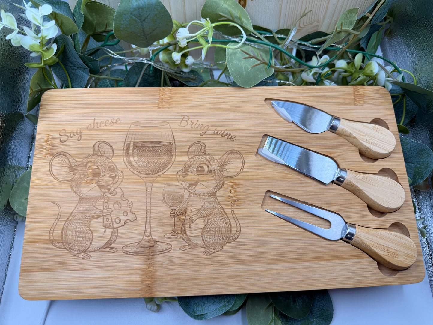 Funny Wine & Cheese Board – Say Cheese Bring Wine Wooden Serving Board Gift