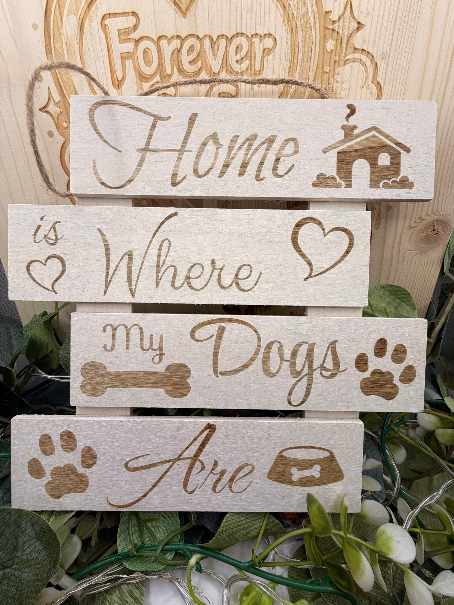 Custom Laser Engraved Wooden Sign – Personalised Hanging Home Décor Plaque 4 slot