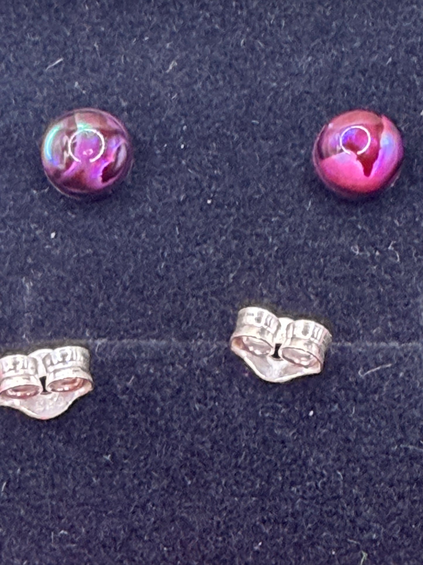 Natural Red Abalone Shell Stud (pad) Earrings – 925 Sterling Silver | Iridescent Shell Earrings | Forever SnS | 5mm Size
