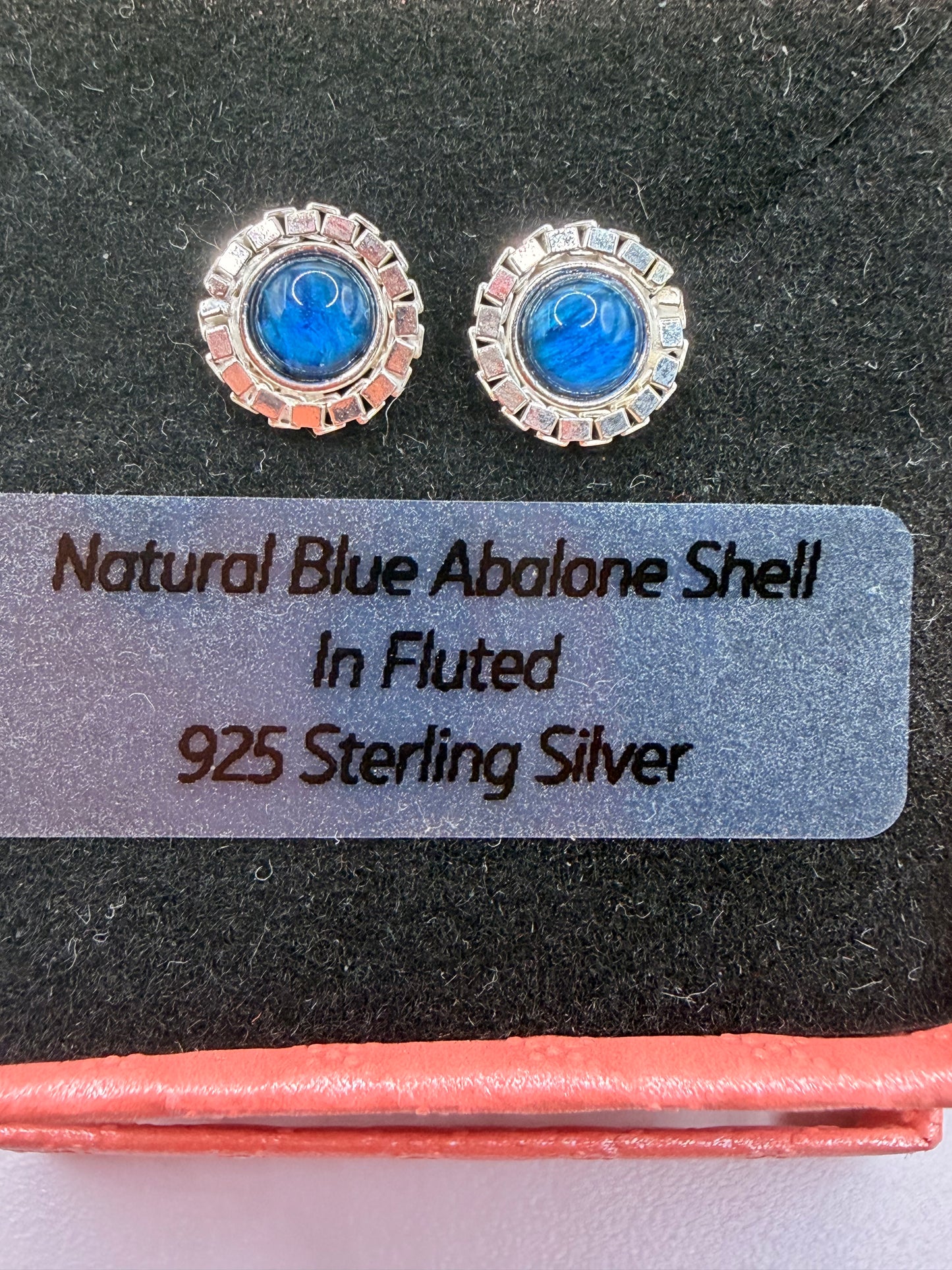 Natural Blue Abalone Shell Stud Earrings | Fluted 925 Sterling Silver Earrings | Genuine Abalone Jewellery