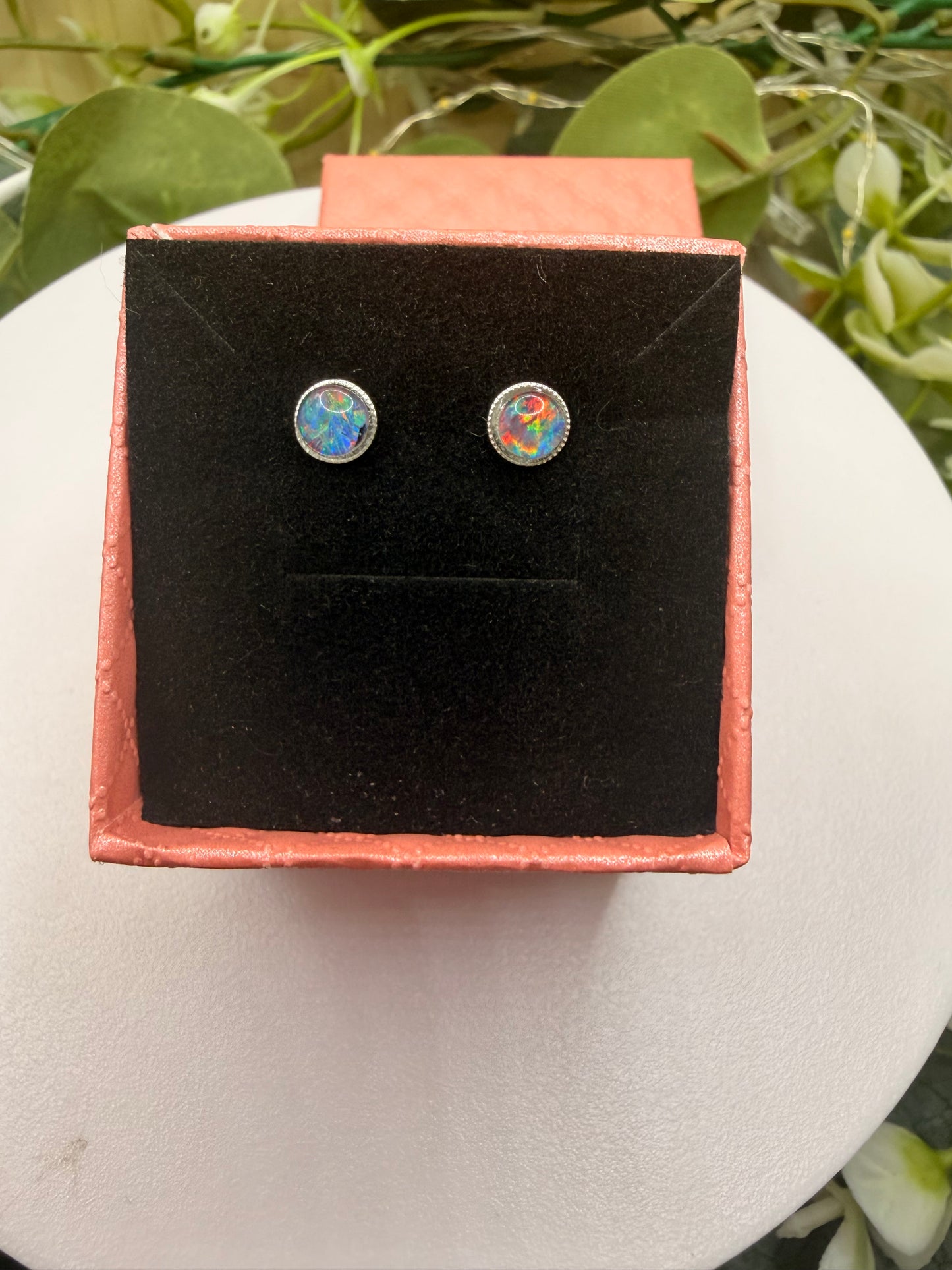Natural AA Grade Australian Opal Stud Earrings | 925 Sterling Silver | Genuine Australian Opal Earrings | Forever SnS | 5mm Gemstone