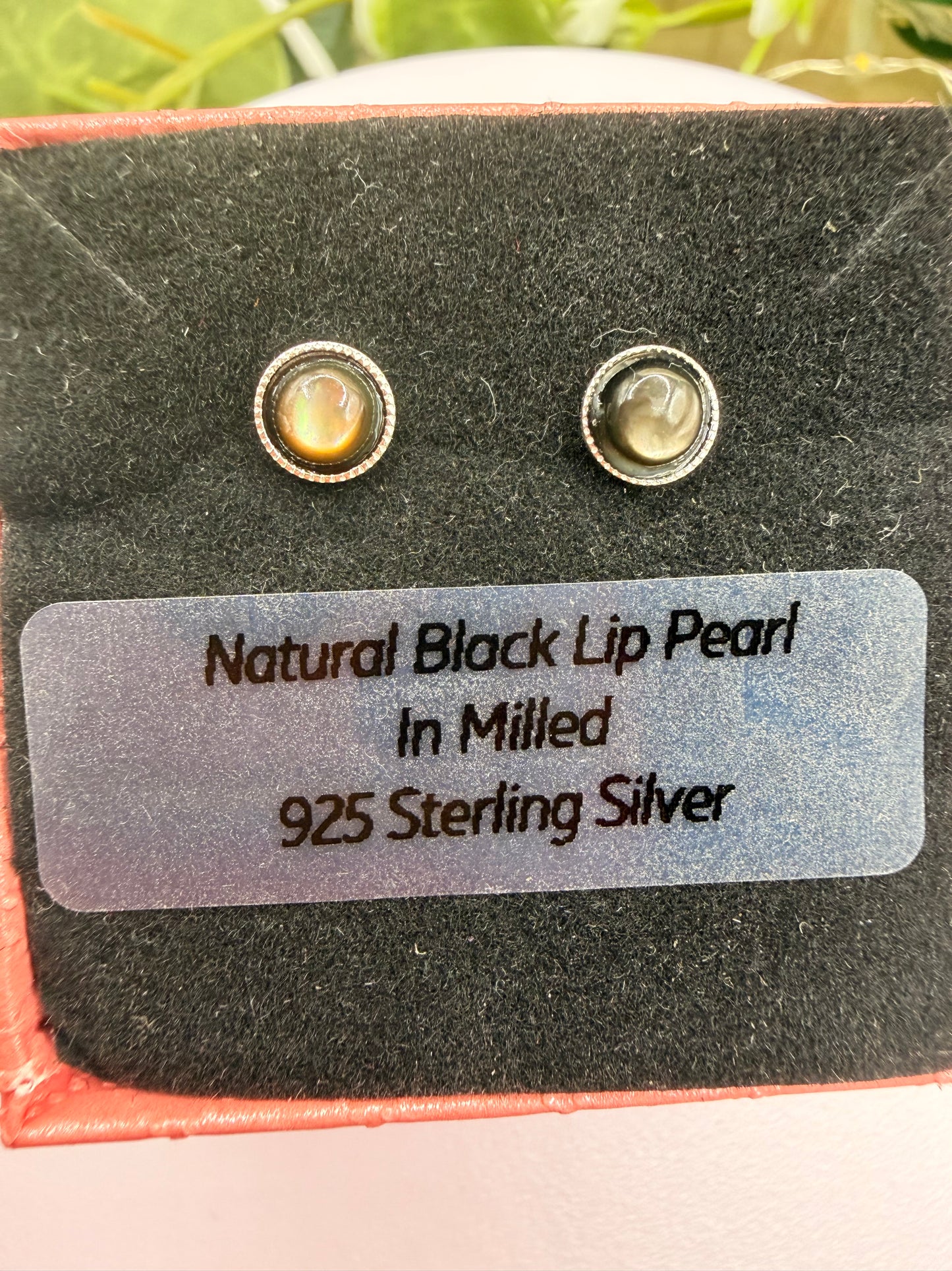 Natural Black Lip Pearl Stud Earrings 5mm | 925 Sterling Silver Milled Stud Earrings | Genuine Pearl Jewellery | Forever SnS