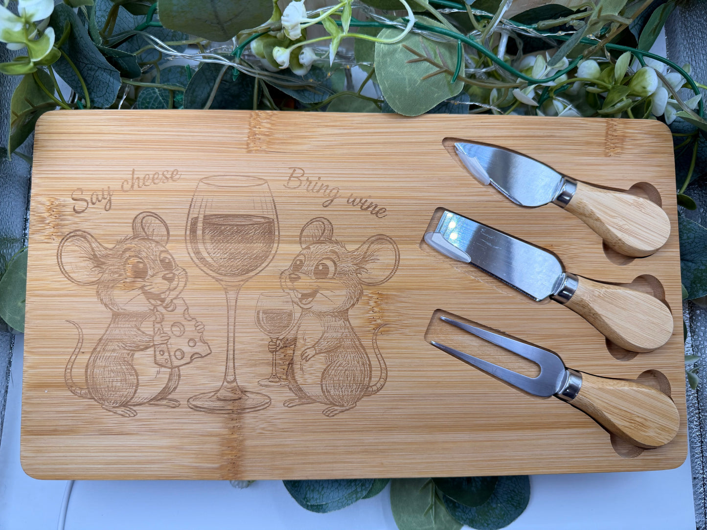 Funny Wine & Cheese Board – Say Cheese Bring Wine Wooden Serving Board Gift