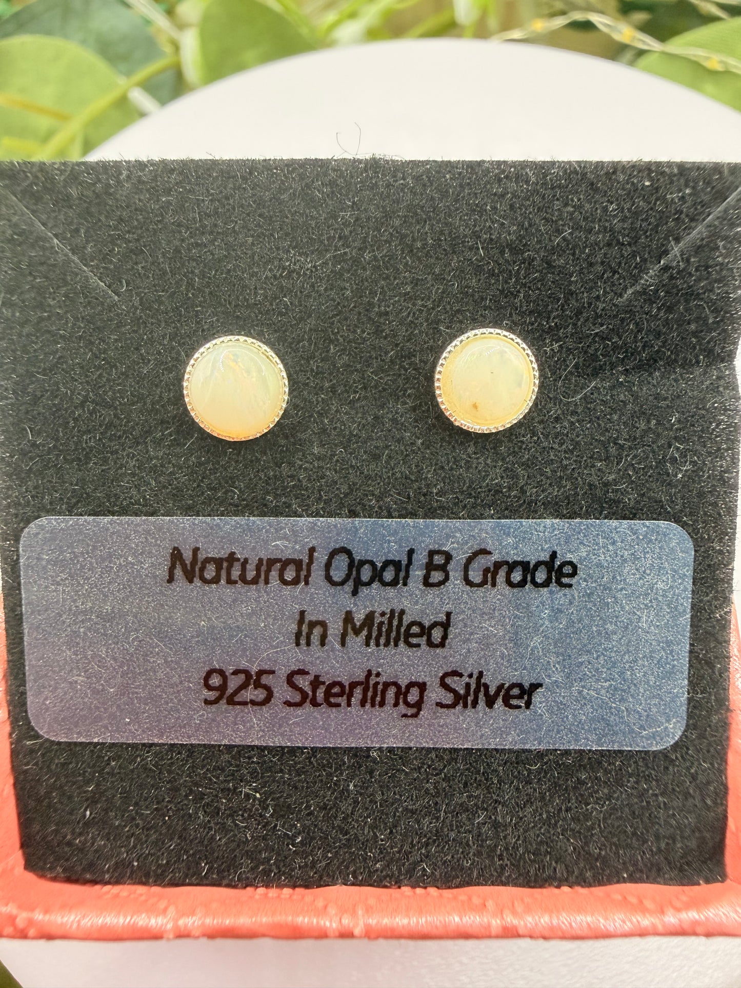 Natural B Grade Opal Stud Earrings 5mm | 925 Sterling Silver Milled Stud Earrings | Genuine Opal Jewellery | Forever SnS