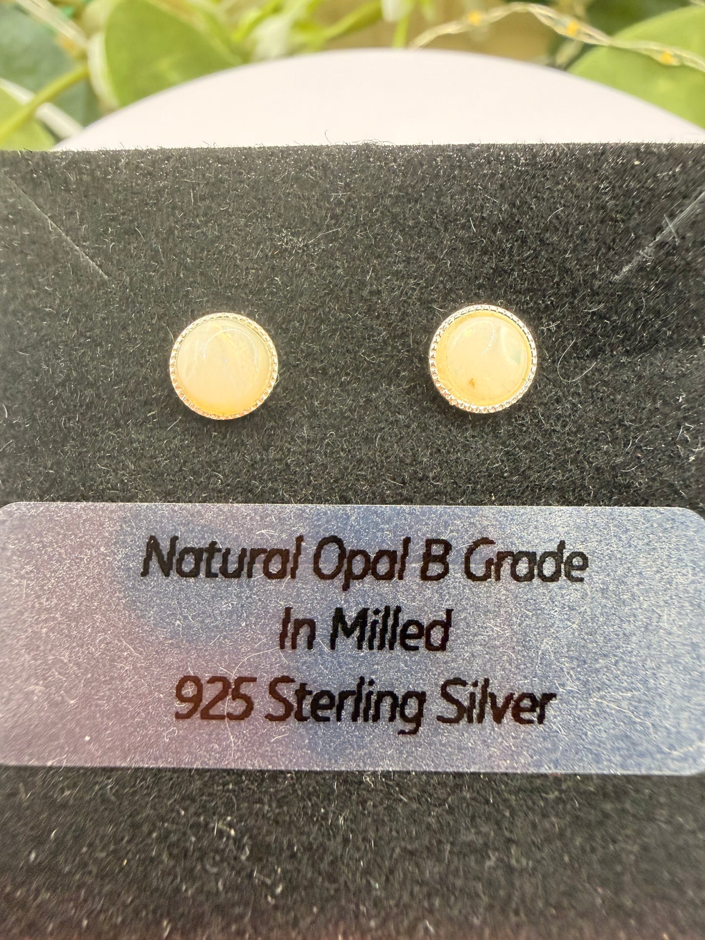 Natural B Grade Opal Stud Earrings 5mm | 925 Sterling Silver Milled Stud Earrings | Genuine Opal Jewellery | Forever SnS