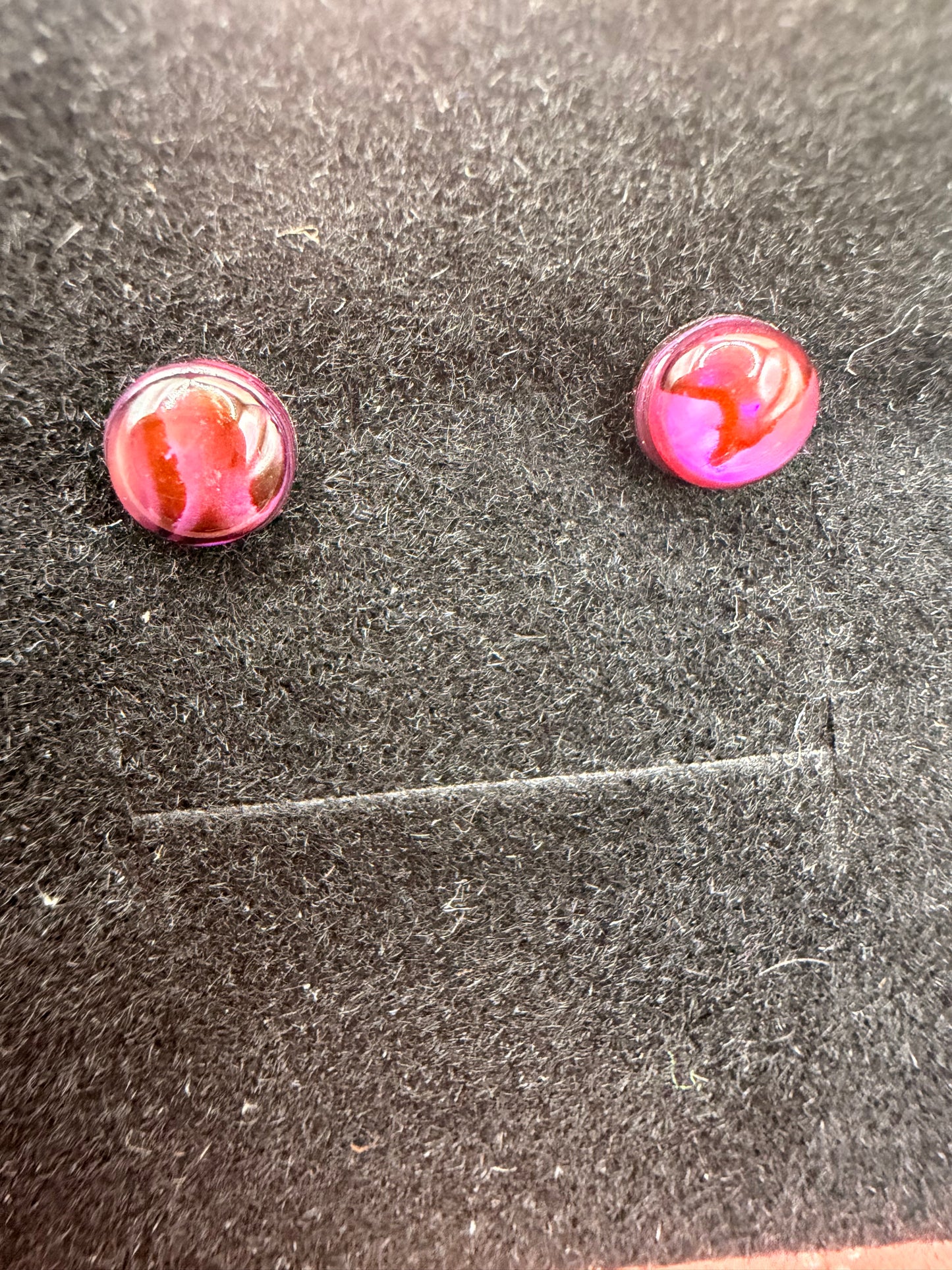 Natural Red Abalone Shell Stud (pad) Earrings – 925 Sterling Silver | Iridescent Shell Earrings | Forever SnS | 5mm Size