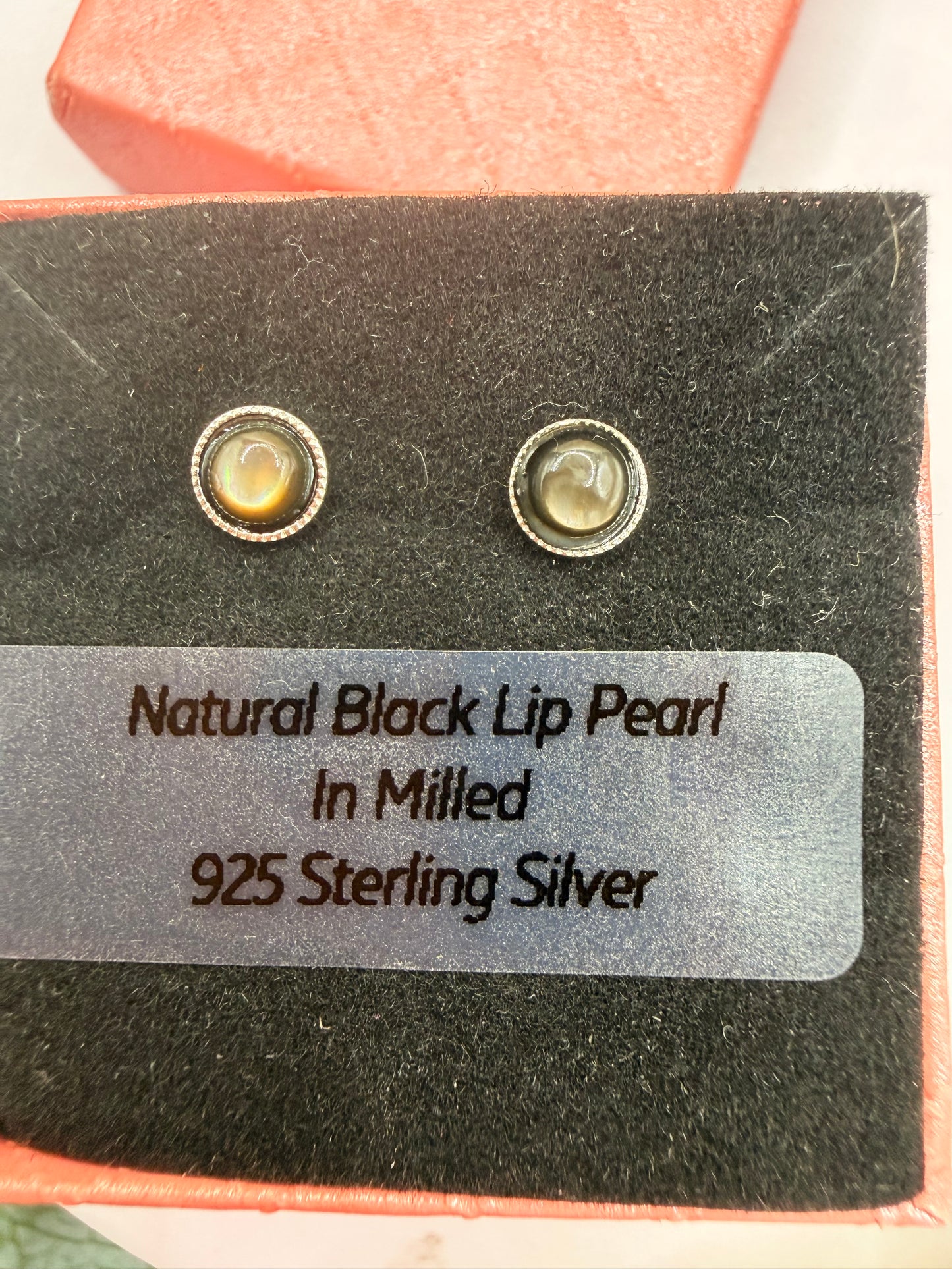 Natural Black Lip Pearl Stud Earrings 5mm | 925 Sterling Silver Milled Stud Earrings | Genuine Pearl Jewellery | Forever SnS