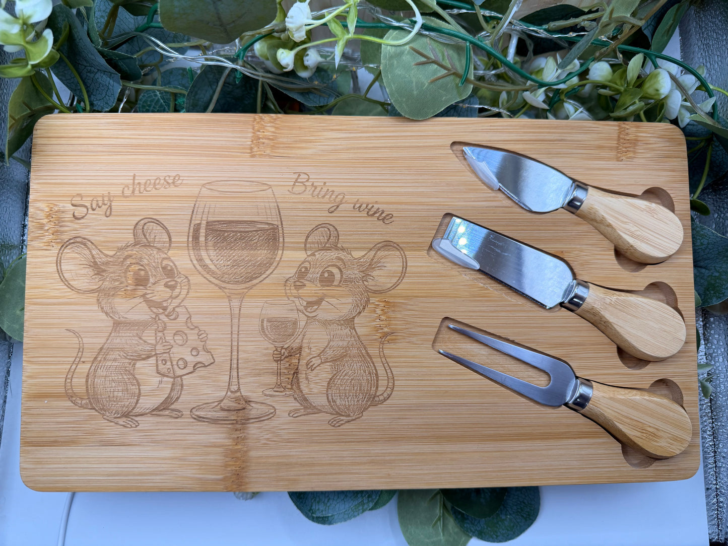 Funny Wine & Cheese Board – Say Cheese Bring Wine Wooden Serving Board Gift