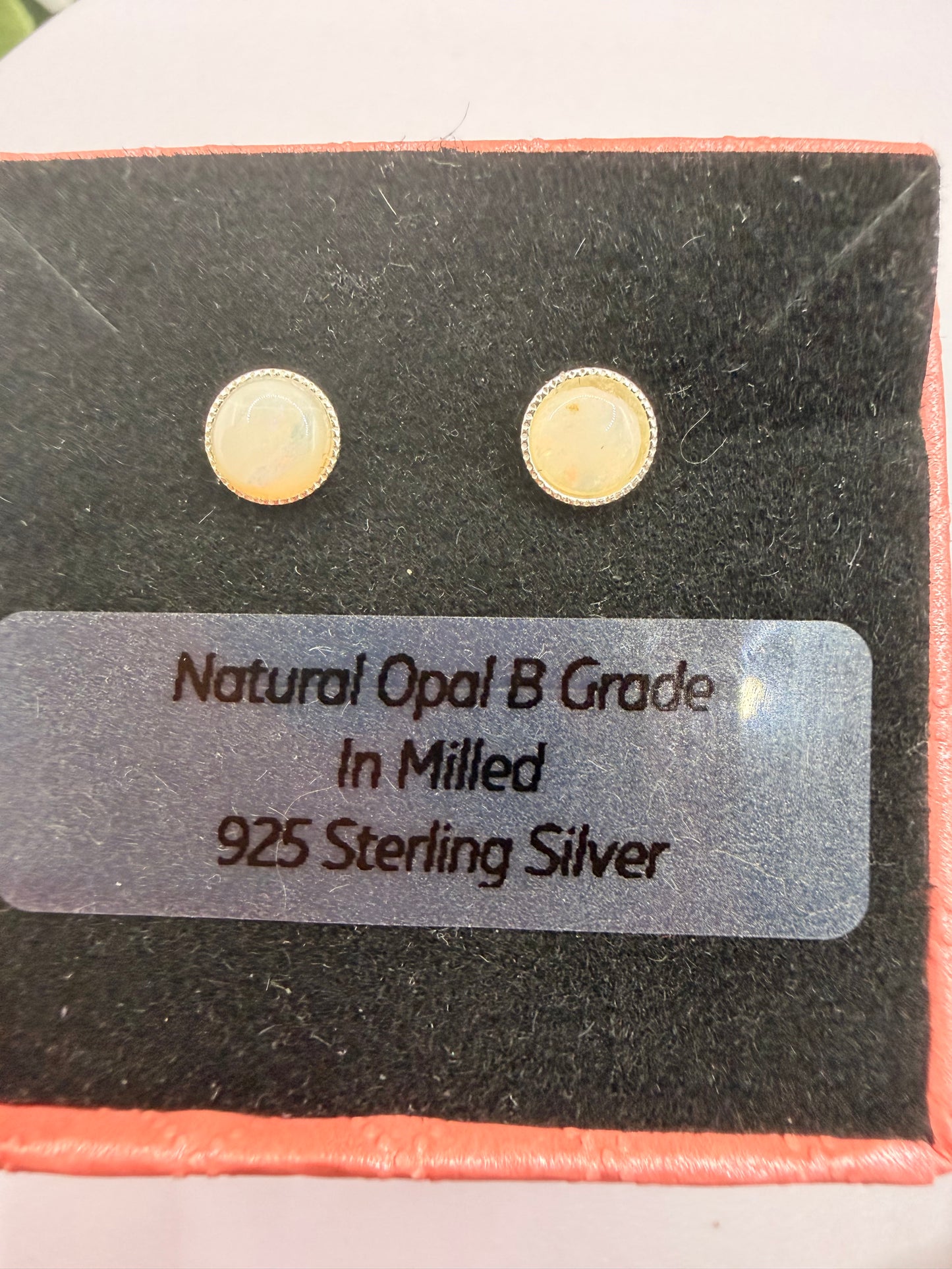 Natural B Grade Opal Stud Earrings 5mm | 925 Sterling Silver Milled Stud Earrings | Genuine Opal Jewellery | Forever SnS