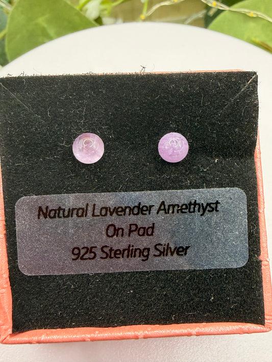 Natural Lavender Amethyst 5mm Stud Earrings | 925 Sterling Silver Stud Earrings | Genuine Lavender Amethyst Gemstone Jewellery