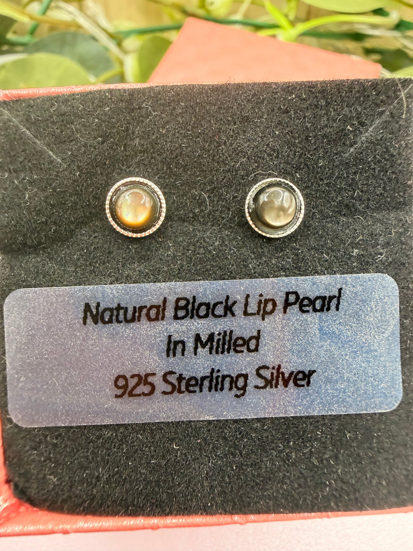 Natural Black Lip Pearl Stud Earrings 5mm | 925 Sterling Silver Milled Stud Earrings | Genuine Pearl Jewellery | Forever SnS