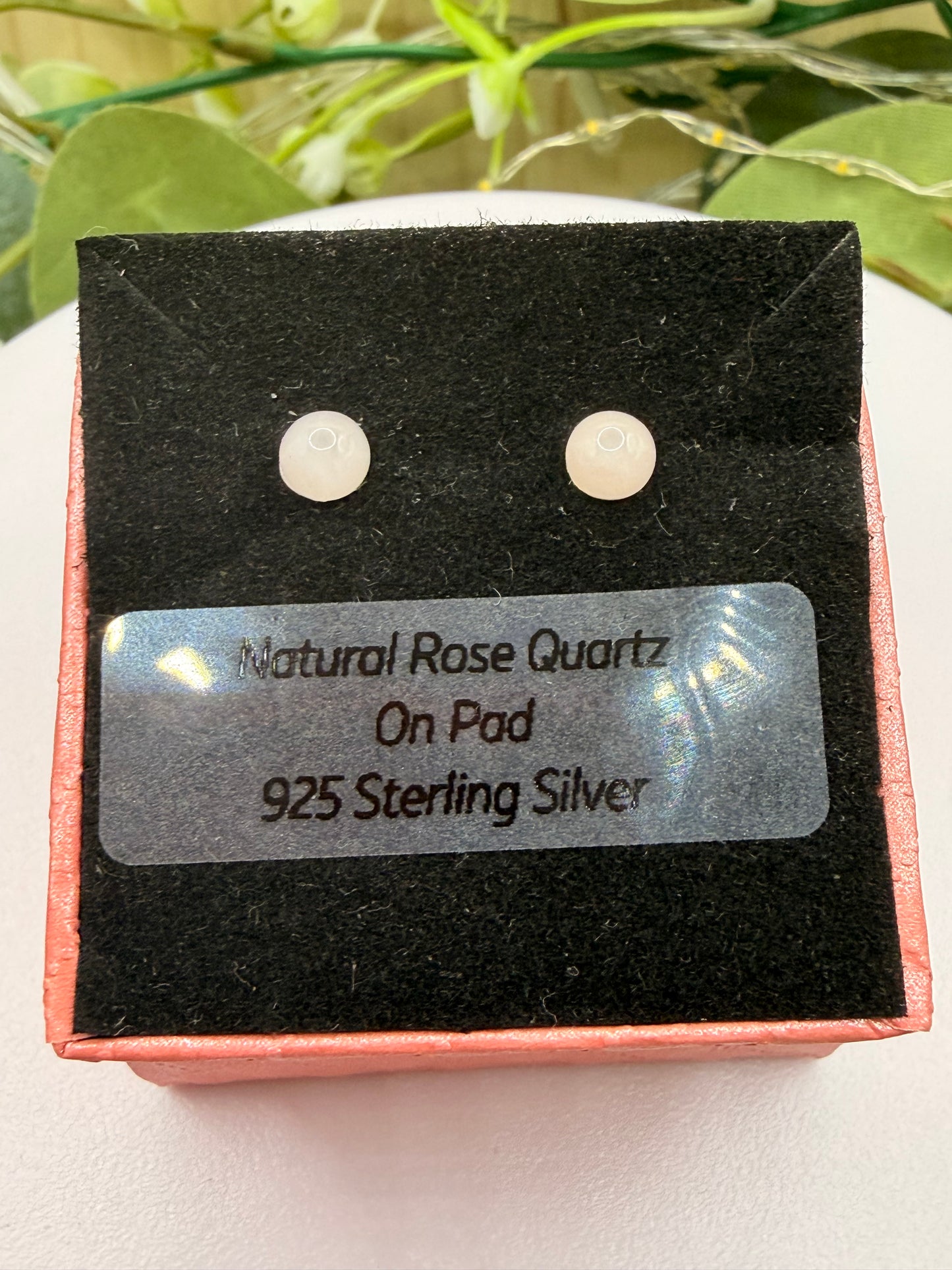 Natural Rose Quartz 5mm Stud Earrings | 925 Sterling Silver Pad Stud Earrings | Genuine Rose Quartz Gemstone Jewellery