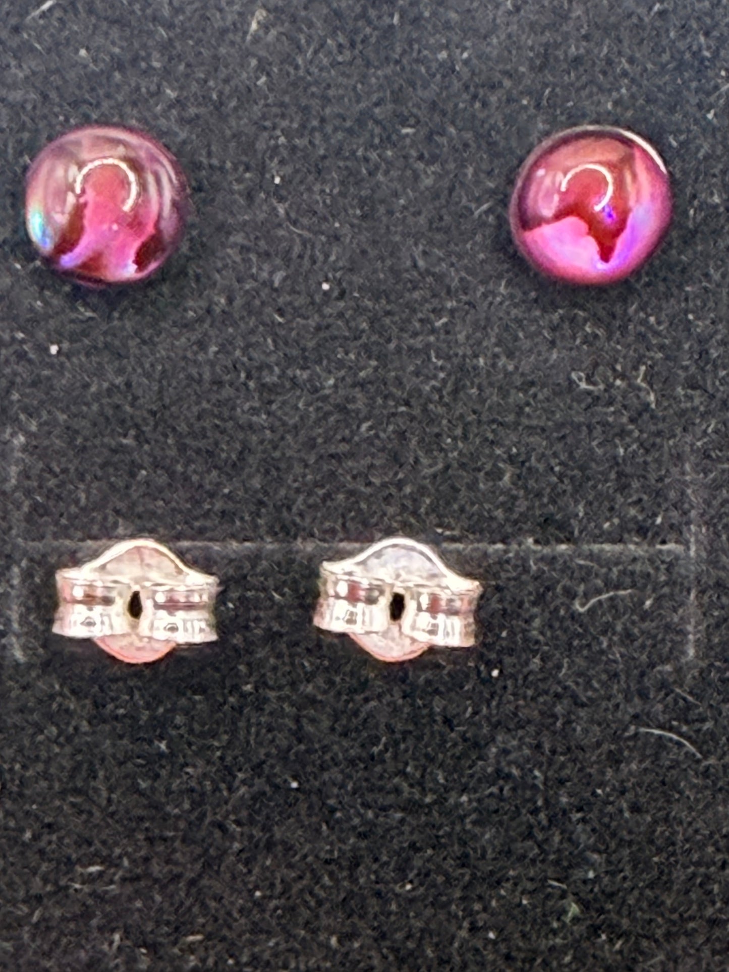 Natural Red Abalone Shell Stud (pad) Earrings – 925 Sterling Silver | Iridescent Shell Earrings | Forever SnS | 5mm Size