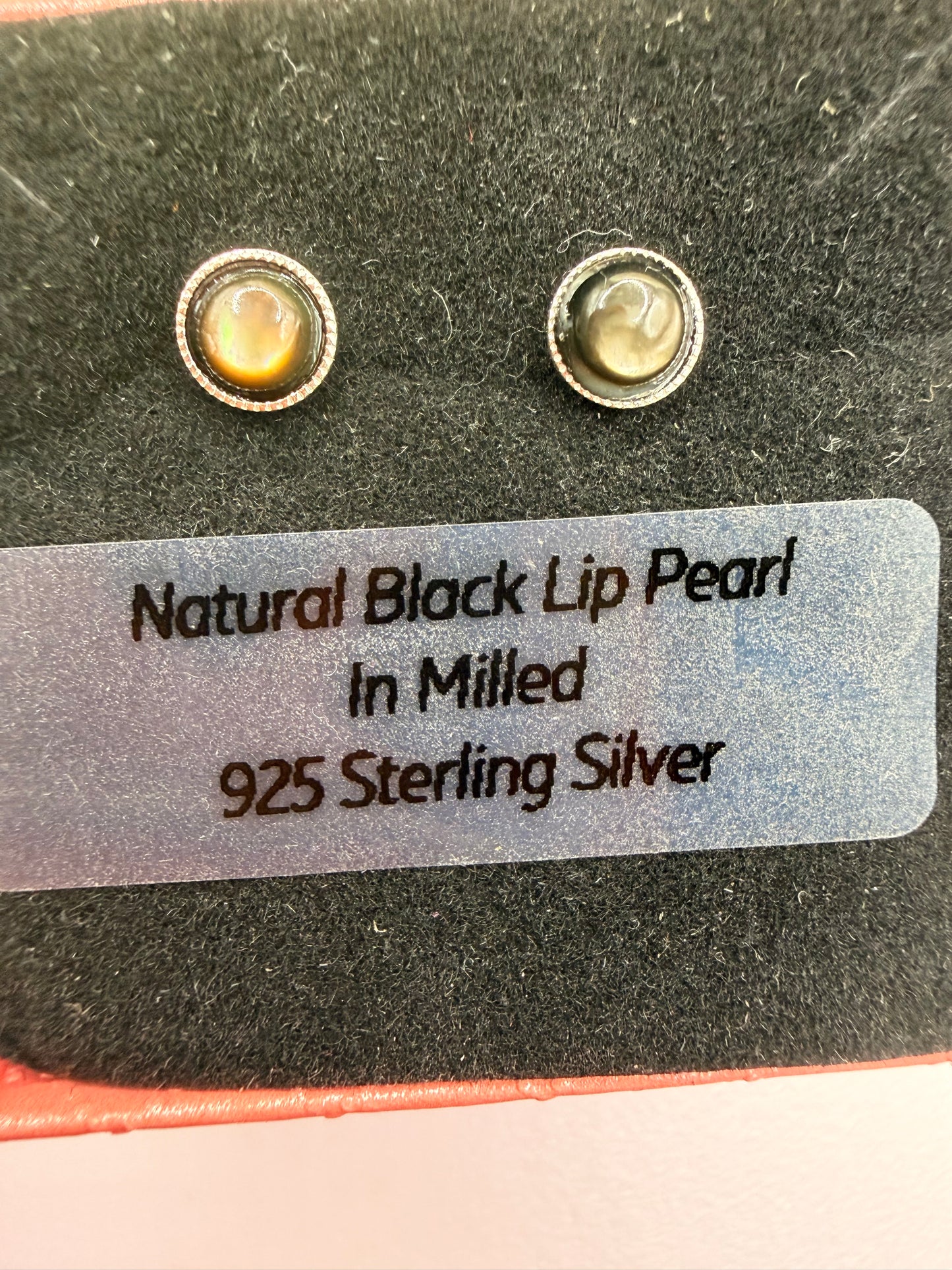 Natural Black Lip Pearl Stud Earrings 5mm | 925 Sterling Silver Milled Stud Earrings | Genuine Pearl Jewellery | Forever SnS