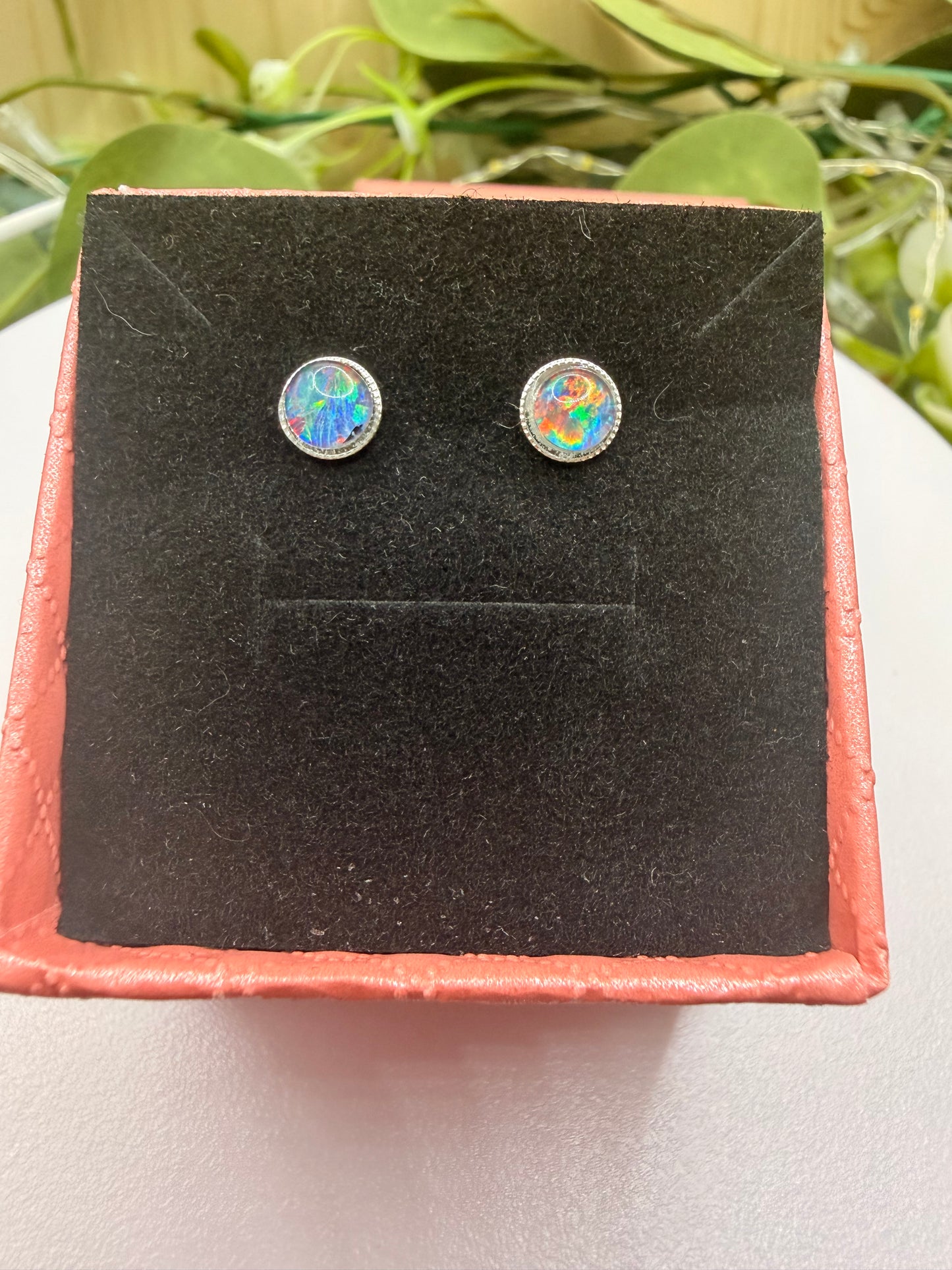 Natural AA Grade Australian Opal Stud Earrings | 925 Sterling Silver | Genuine Australian Opal Earrings | Forever SnS | 5mm Gemstone