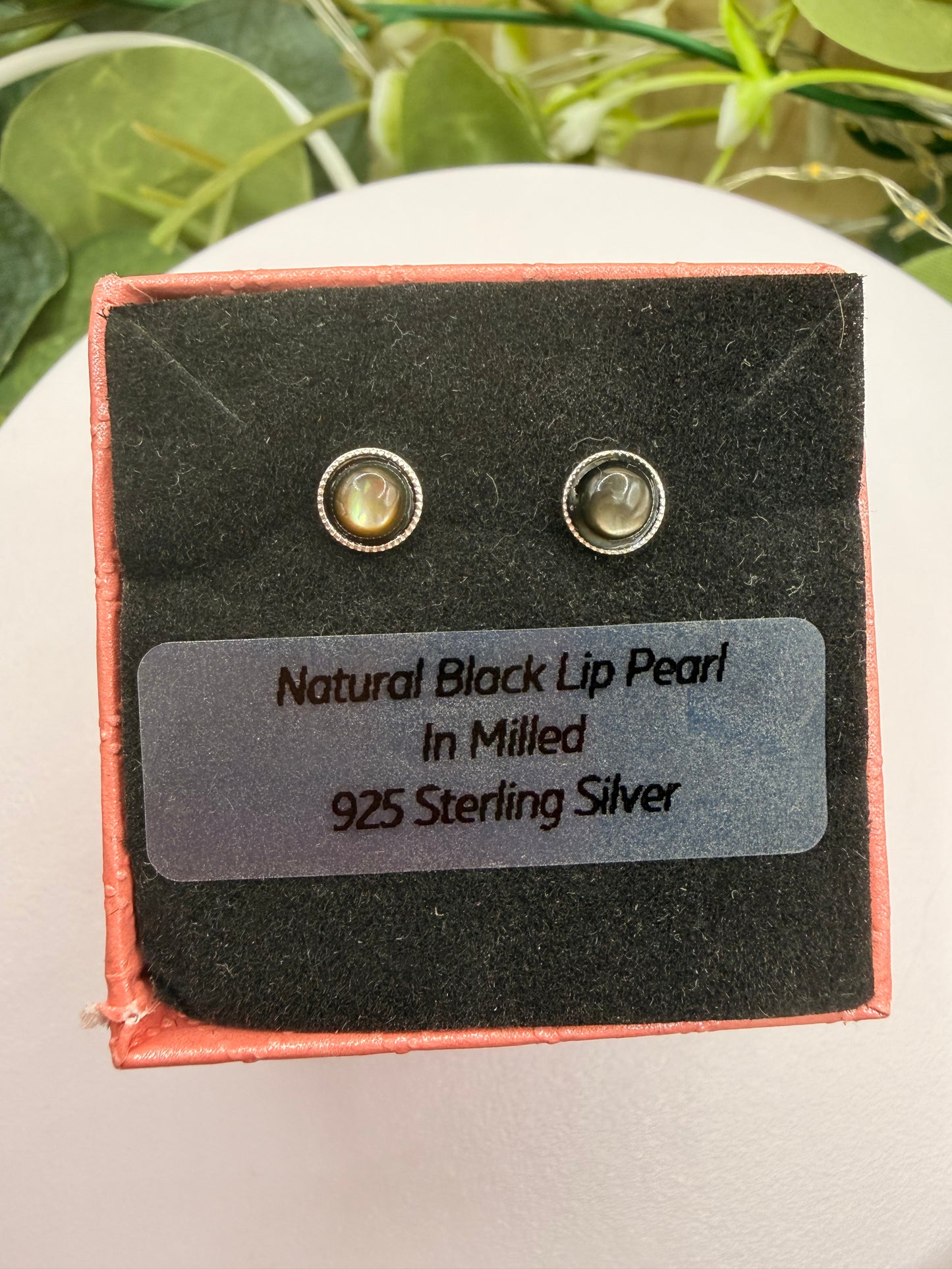 Natural Black Lip Pearl Stud Earrings 5mm | 925 Sterling Silver Milled Stud Earrings | Genuine Pearl Jewellery | Forever SnS