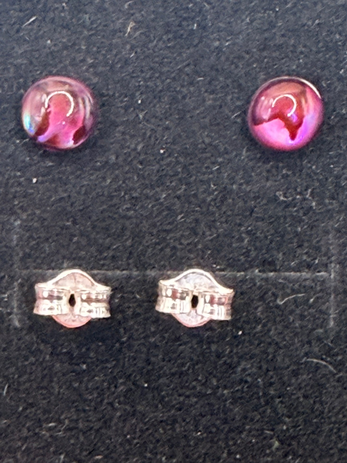 Natural Red Abalone Shell Stud (pad) Earrings – 925 Sterling Silver | Iridescent Shell Earrings | Forever SnS | 5mm Size