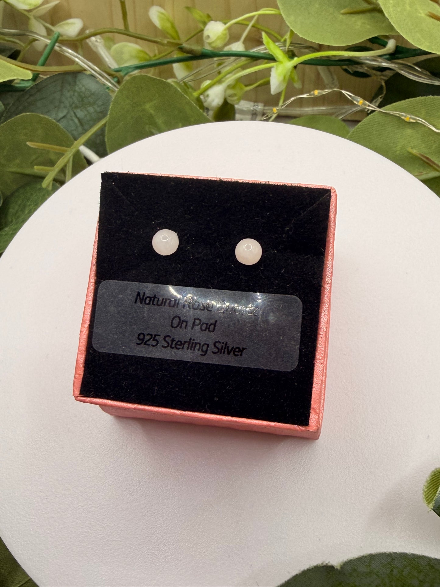 Natural Rose Quartz 5mm Stud Earrings | 925 Sterling Silver Pad Stud Earrings | Genuine Rose Quartz Gemstone Jewellery