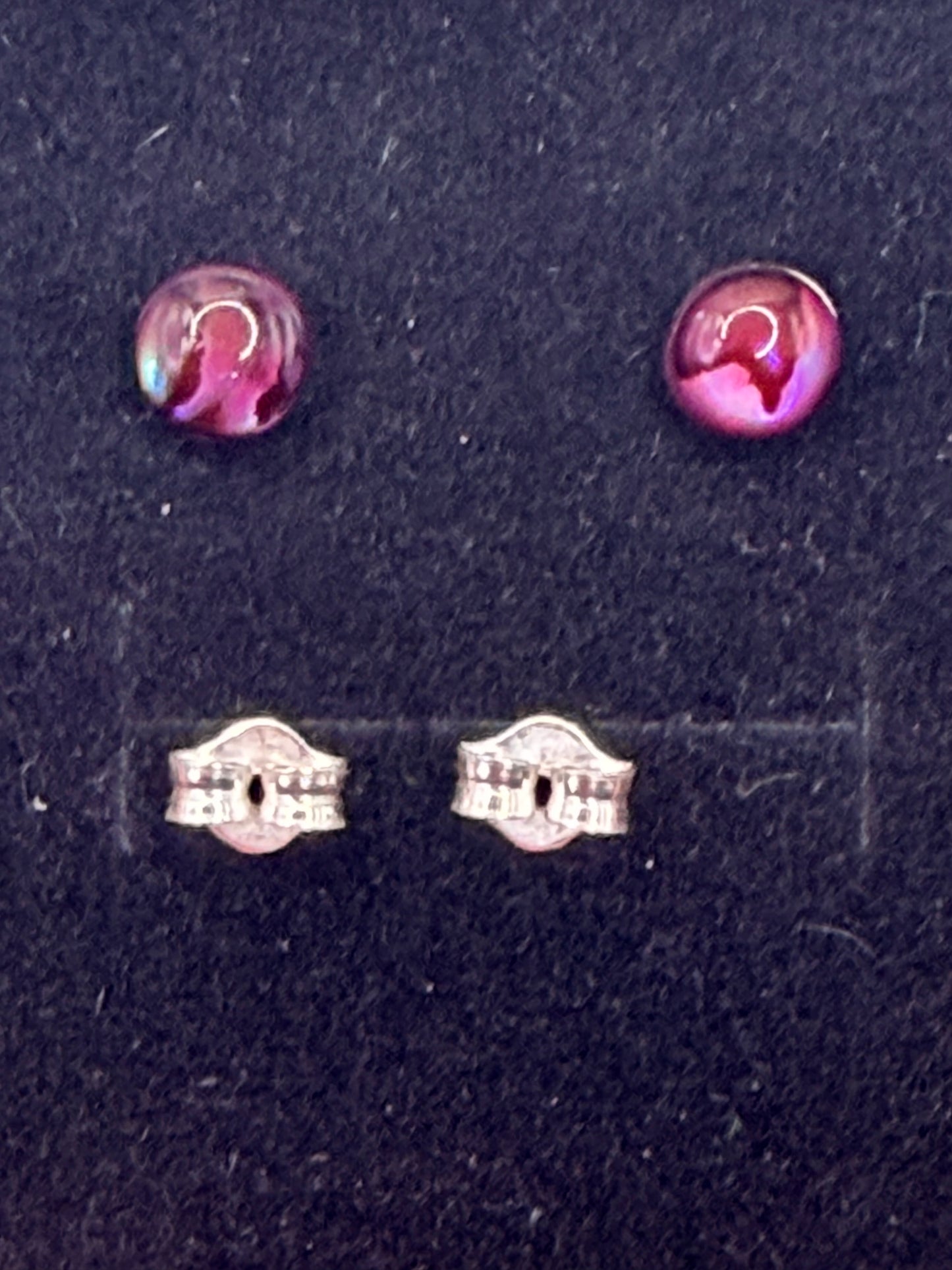 Natural Red Abalone Shell Stud (pad) Earrings – 925 Sterling Silver | Iridescent Shell Earrings | Forever SnS | 5mm Size