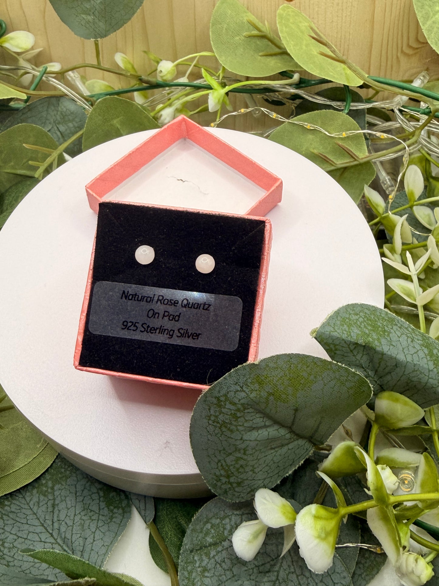 Natural Rose Quartz 5mm Stud Earrings | 925 Sterling Silver Pad Stud Earrings | Genuine Rose Quartz Gemstone Jewellery