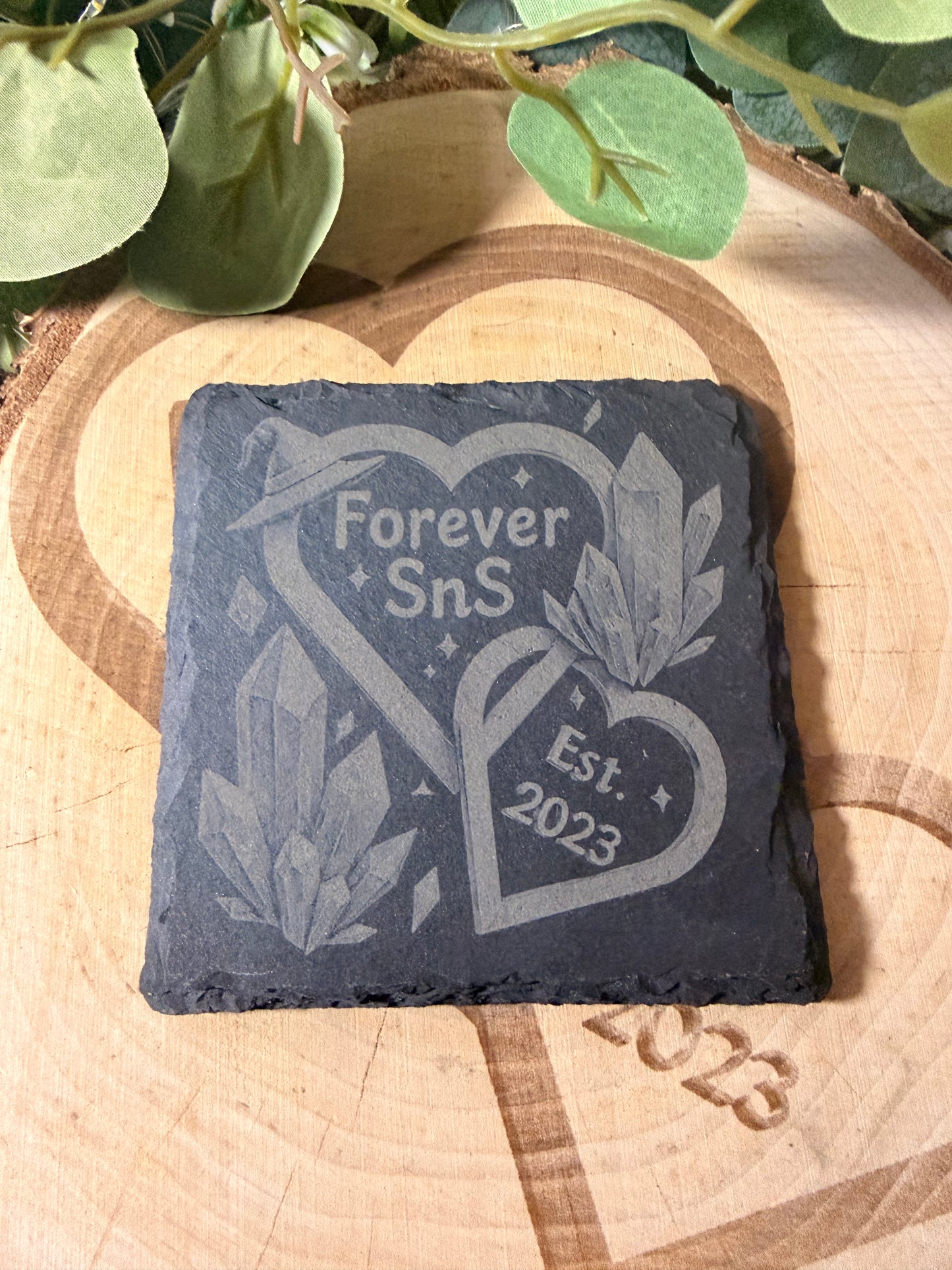 Set of 6 Personalised Laser Evngraved Slate Coasters